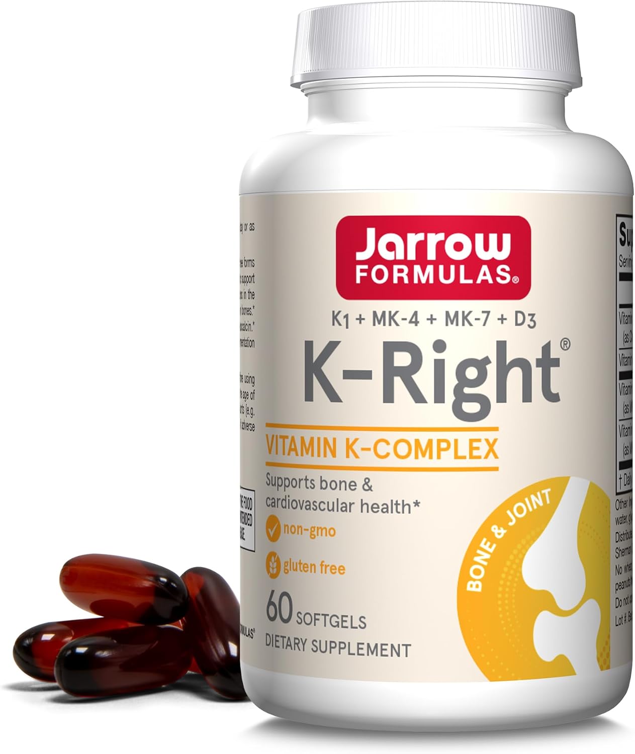 Jarrow Formulas K-Right – Vitamin K1 + K2 (MK-4, MK-7) + Vitamin D3