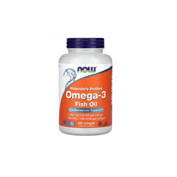 Now Foods Molecularly Distilled Omega-3 Fish Oil 200 Softgels