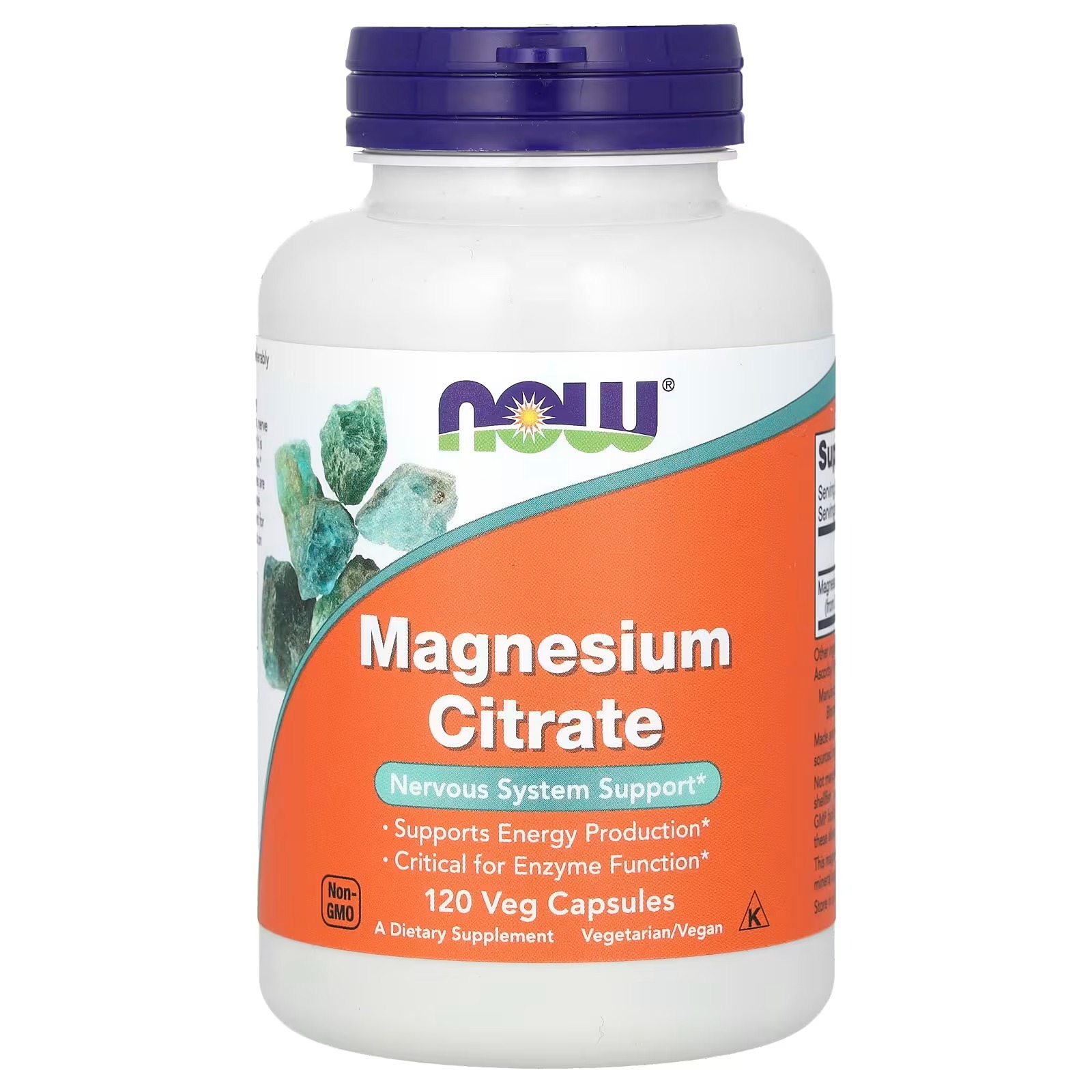 NOW Foods Magnesium Citrate ervous System Support 120 Veg Capsules