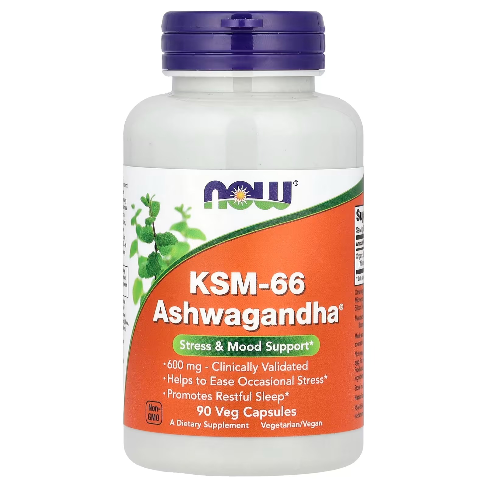 NOW Foods KSM-66 Ashwagandha® 600 mg Stress & Mood Support 90  Capsules