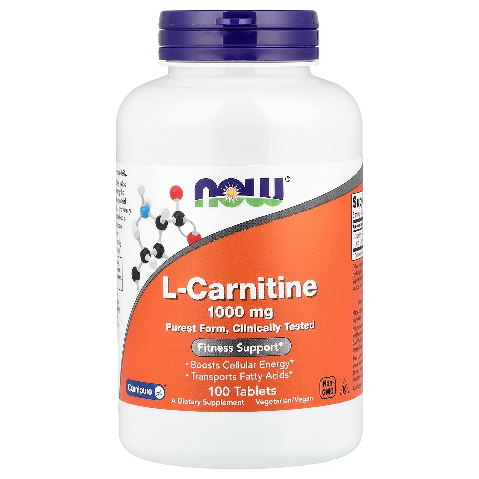 NOW Foods L-Carnitine 1,000 mg Fitness Support 100 Tablets
