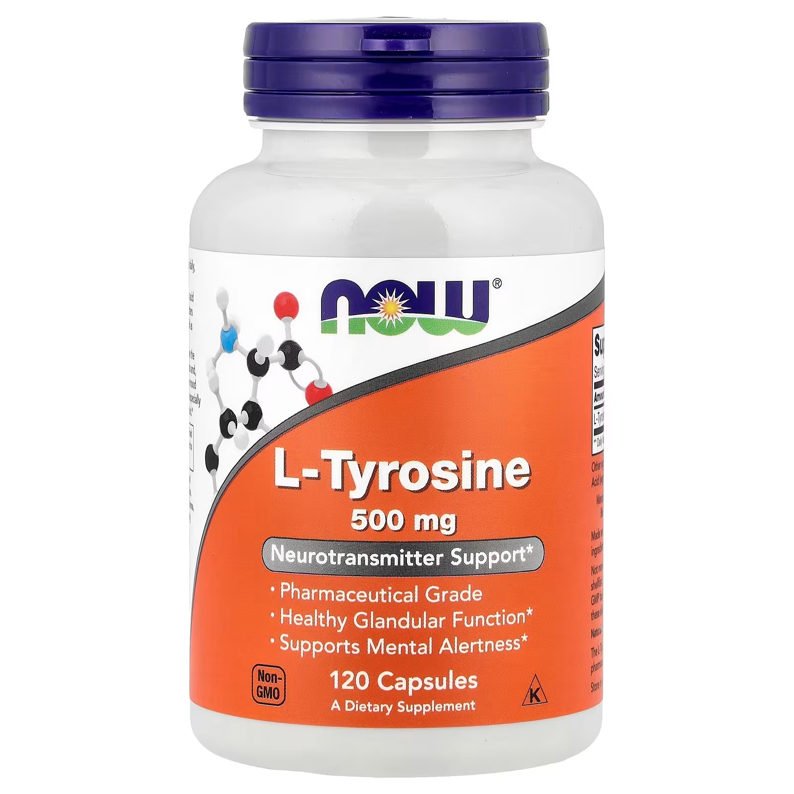 NOW Foods L-Tyrosine, 500 mg Neurotransmitter Support 120 Capsules
