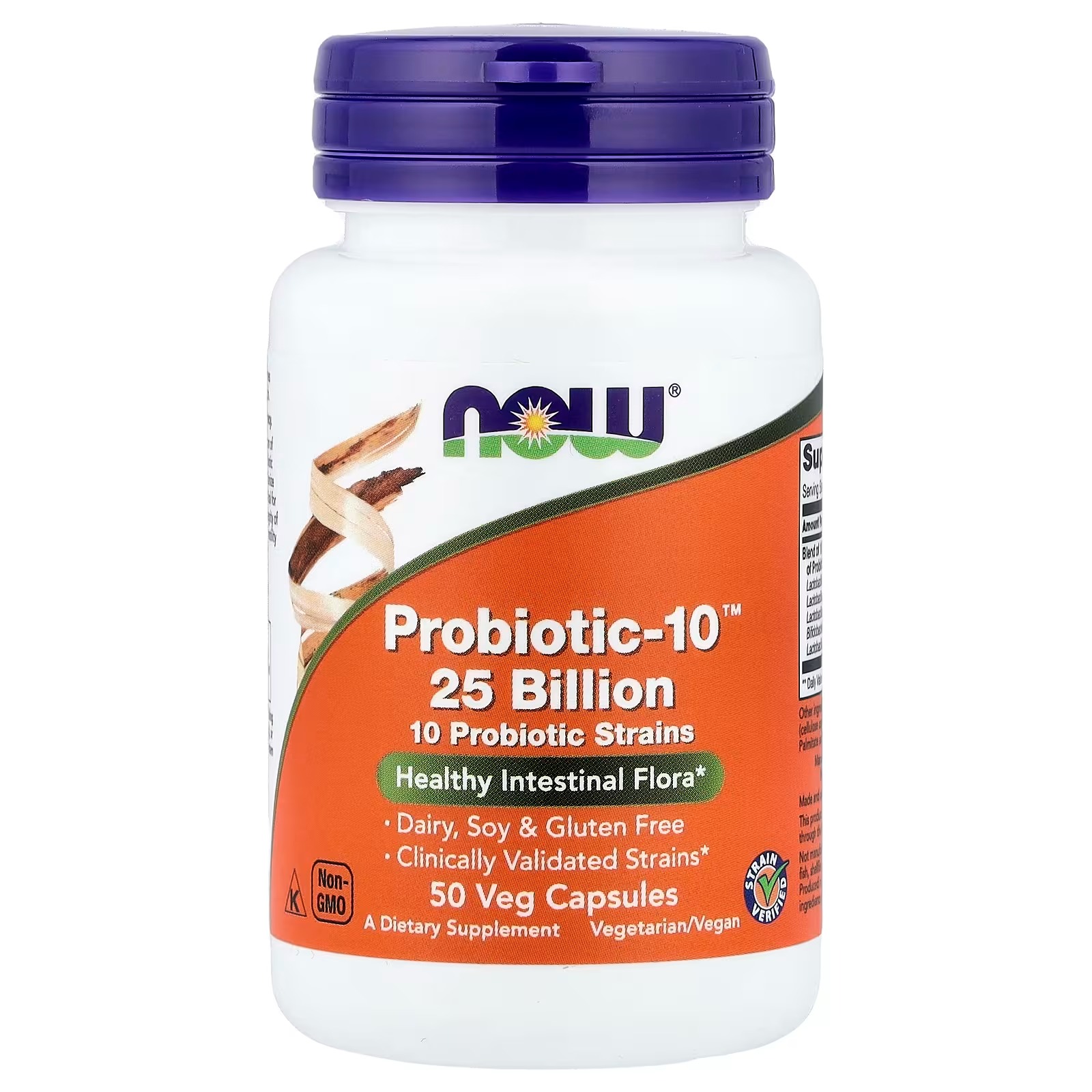 NOW Foods Probiotic-10™ 25 Billion Healthy Intestinal Flora 50  Capsules