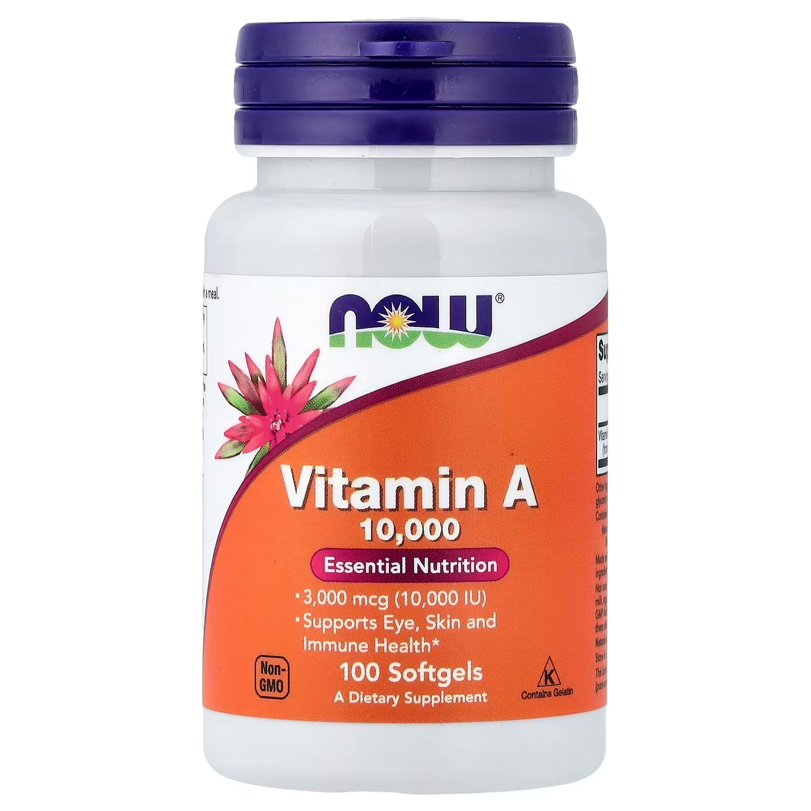 NOW Foods Vitamin A 3,000 mcg 10,000 IU 100 Softgels