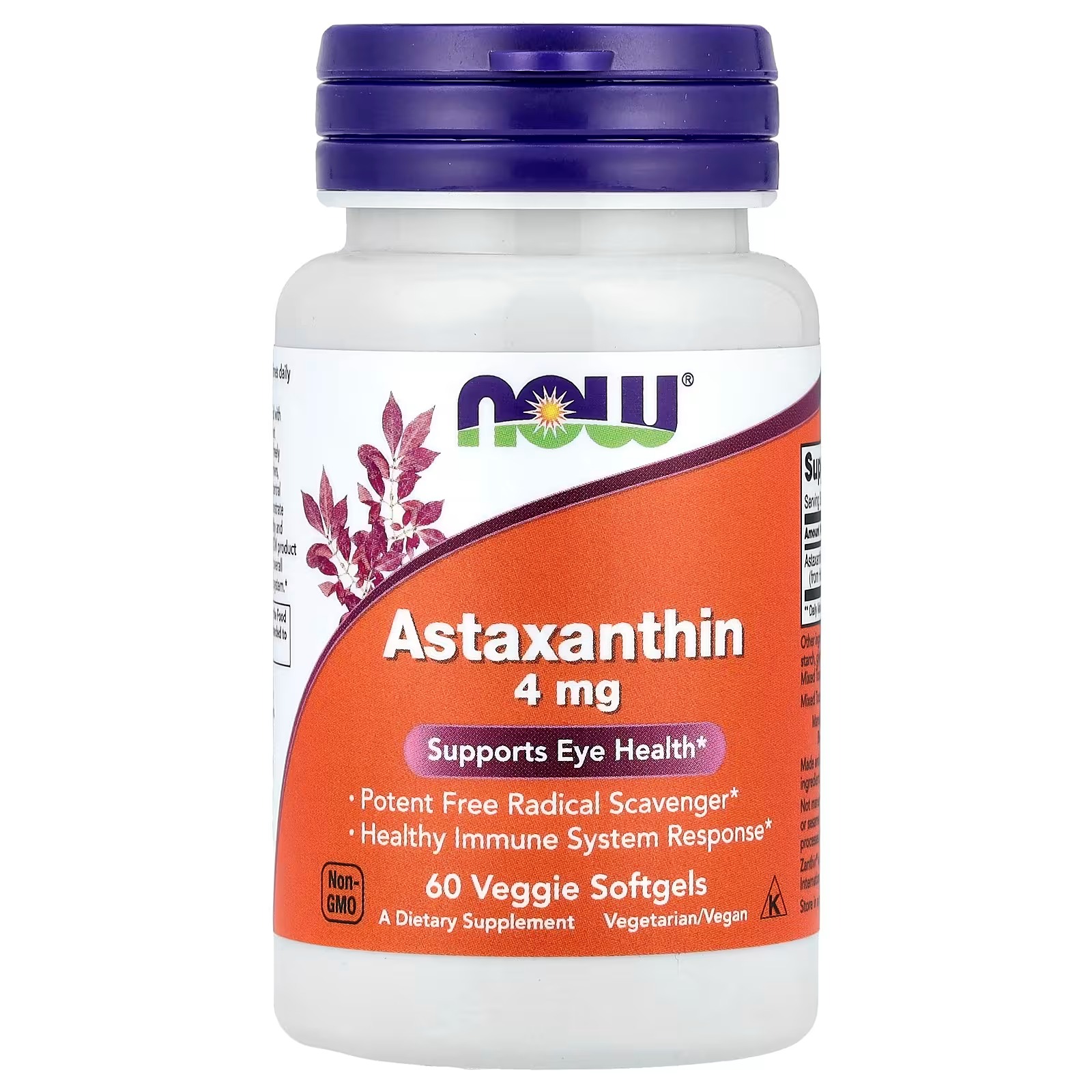 NOW Foods Astaxanthin 4 mg Supports Eye Health 60 Softgels