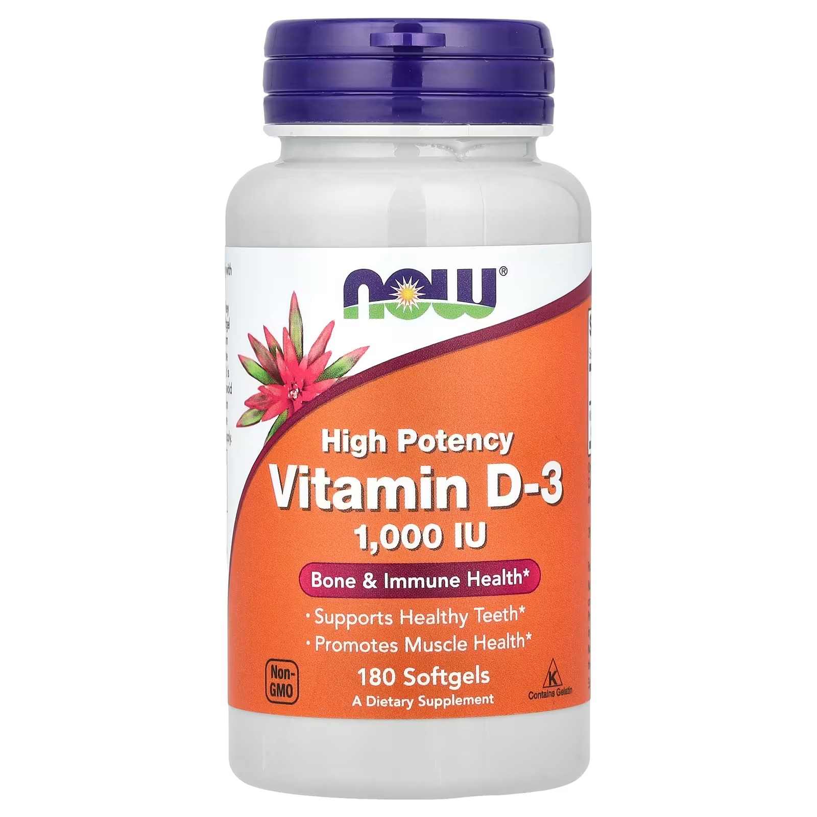 NOW Foods Vitamin D-3 High Potency 1,000 IU 180 Softgels