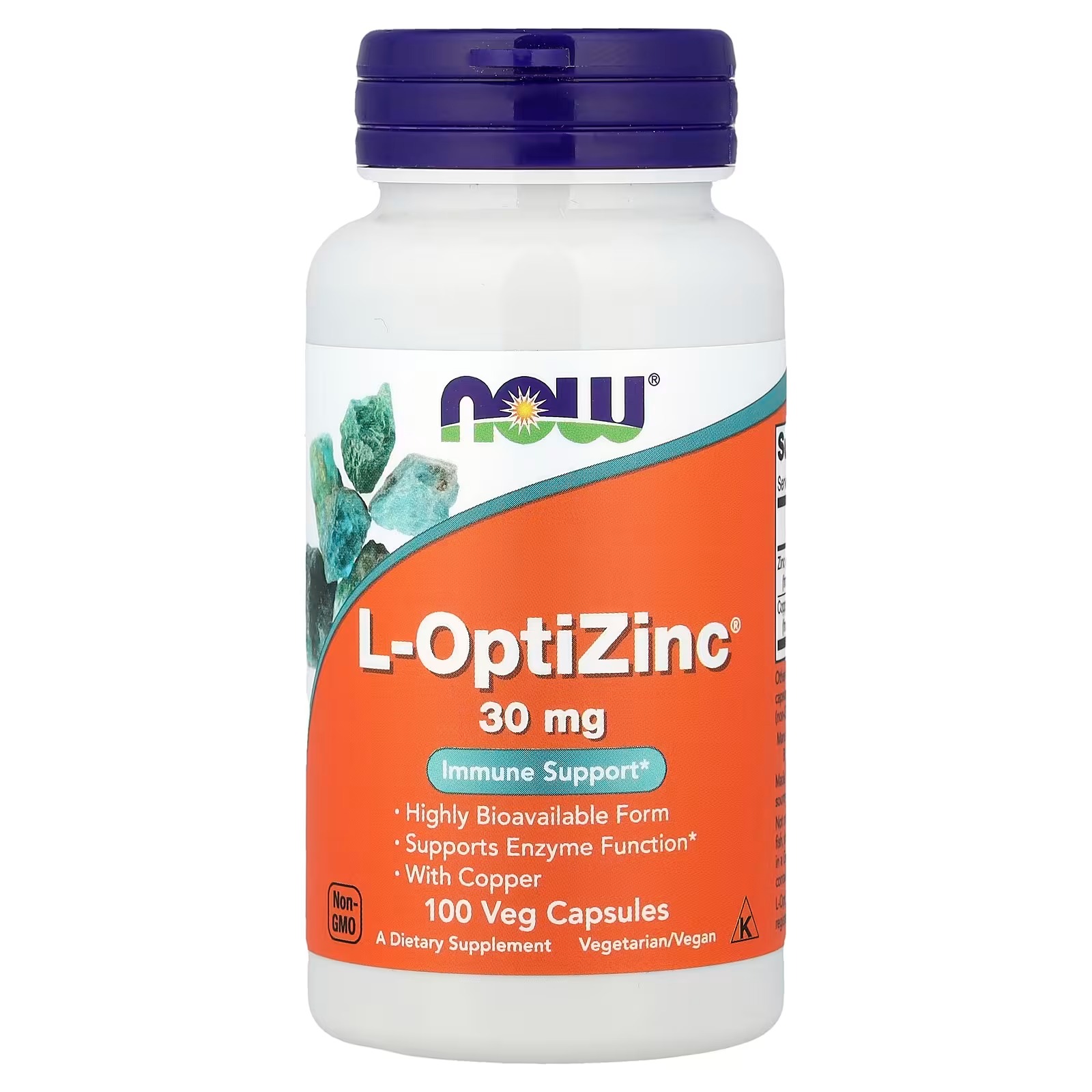 NOW Foods L-OptiZinc® Highly Bioavailable Form 100 Capsules