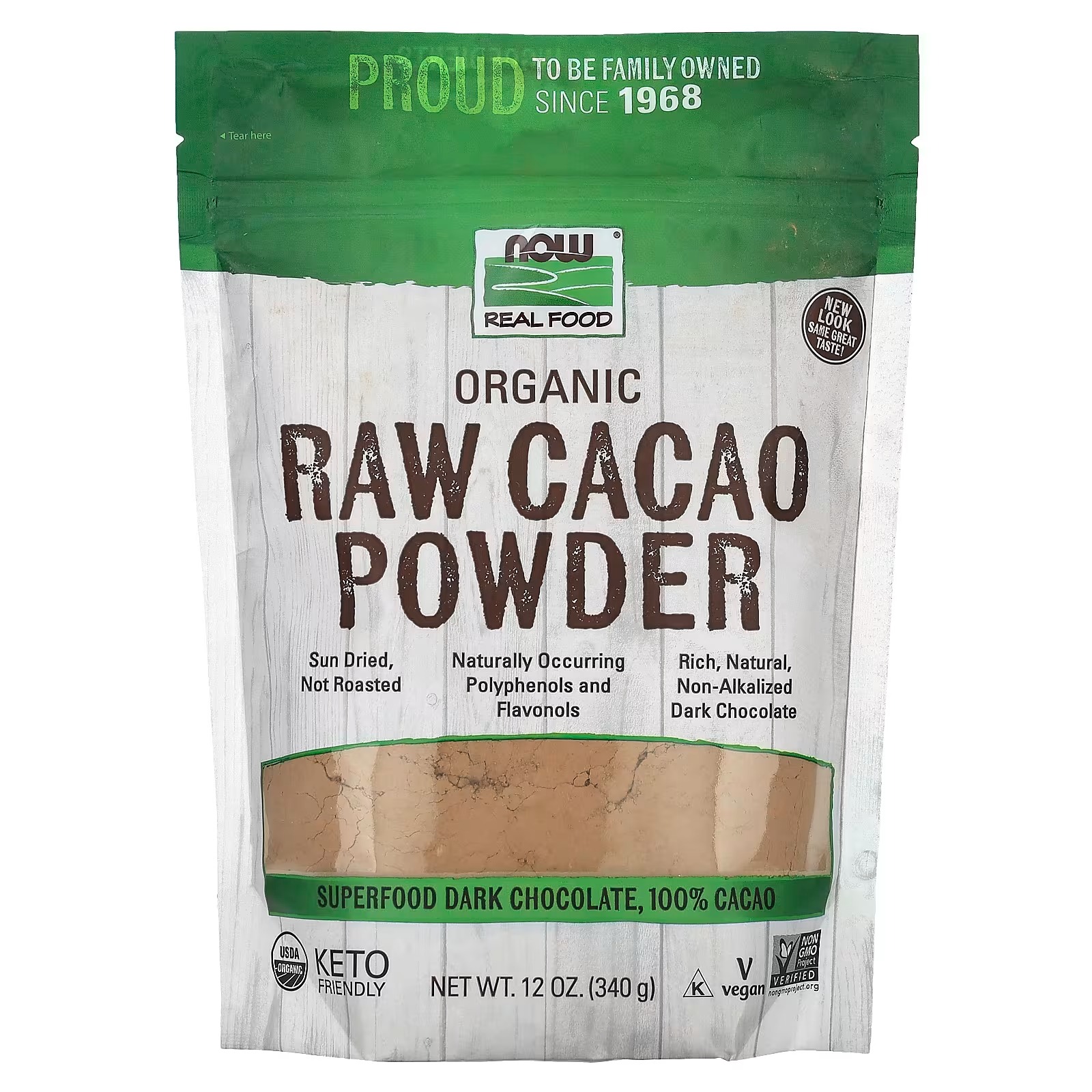 NOW Foods Real Food Organic Raw Cacao Powder  340 g