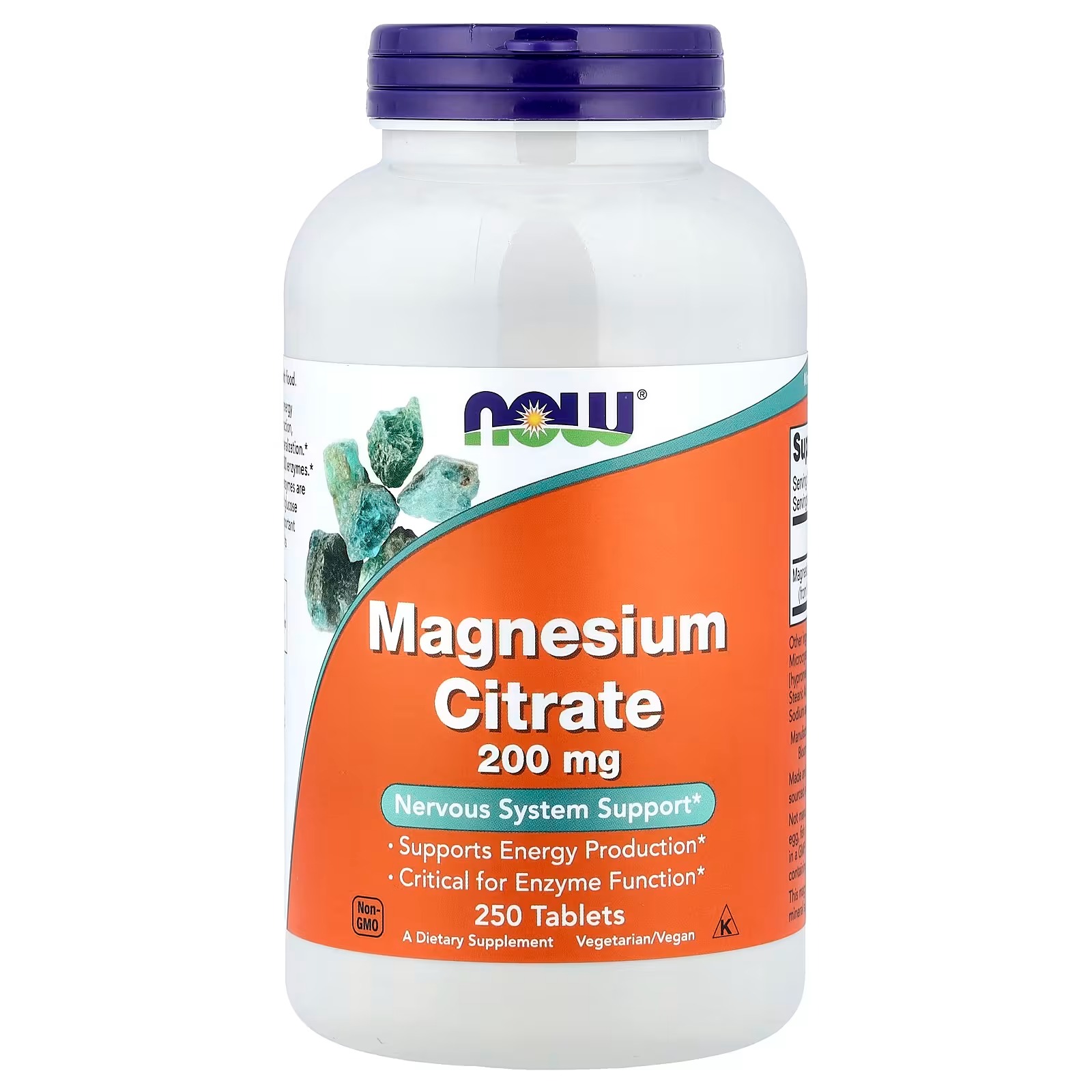 NOW Foods Magnesium Citrate, 200 mg Nervous System Support 250 Tablets