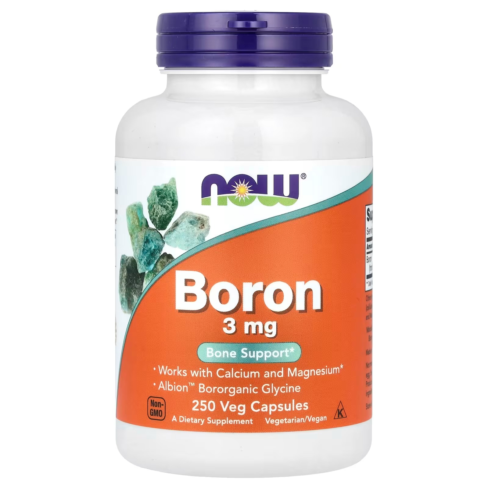 NOW Foods Boron 3 mg Bone Support 250 Capsules
