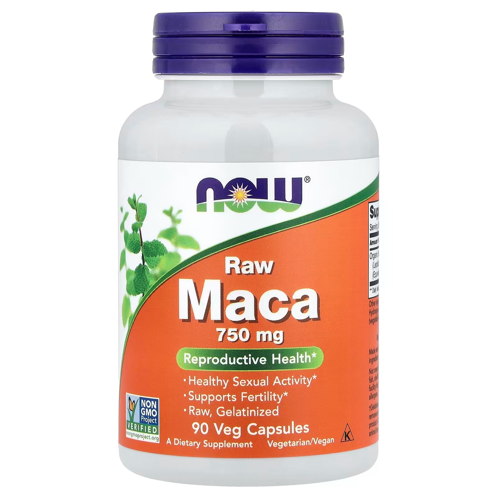 NOW Foods Raw Maca 750 mg Reproductive Health 90  Capsules