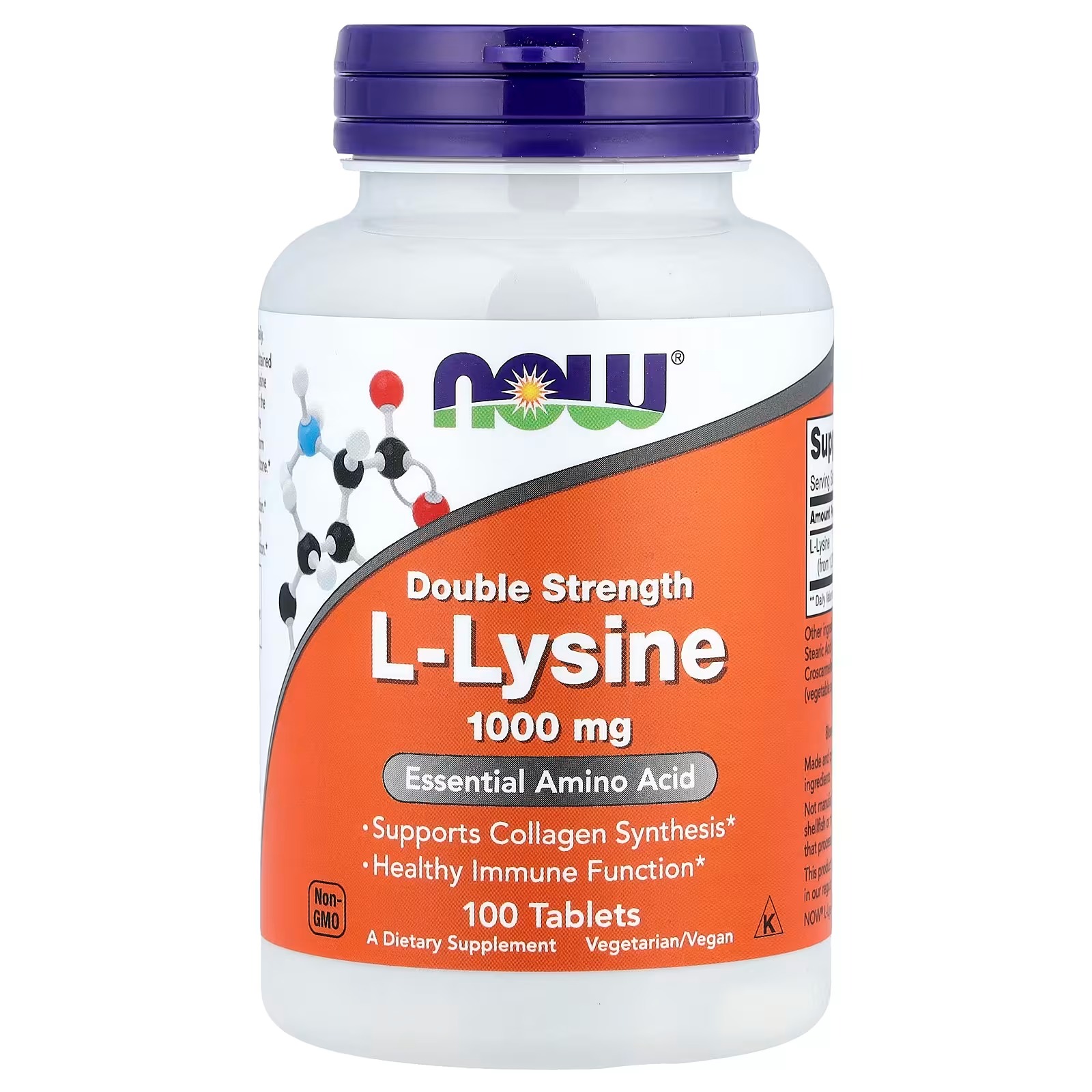 NOW Foods L-Lysine 1,000 mg Essential Amino Acid 100 Tablets