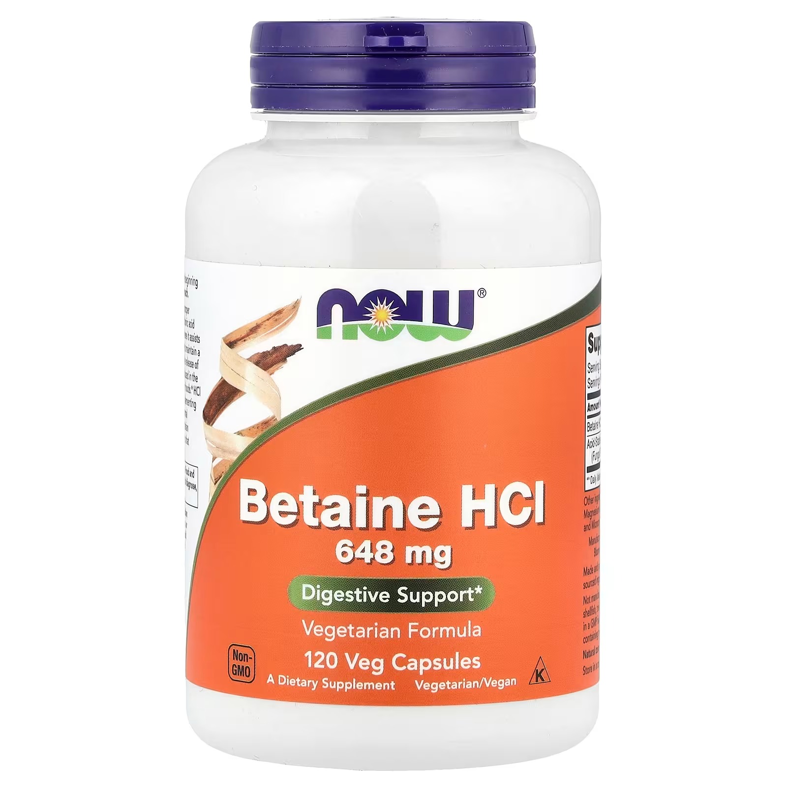 NOW Foods Betaine HCl Digestive Support 120 Capsules