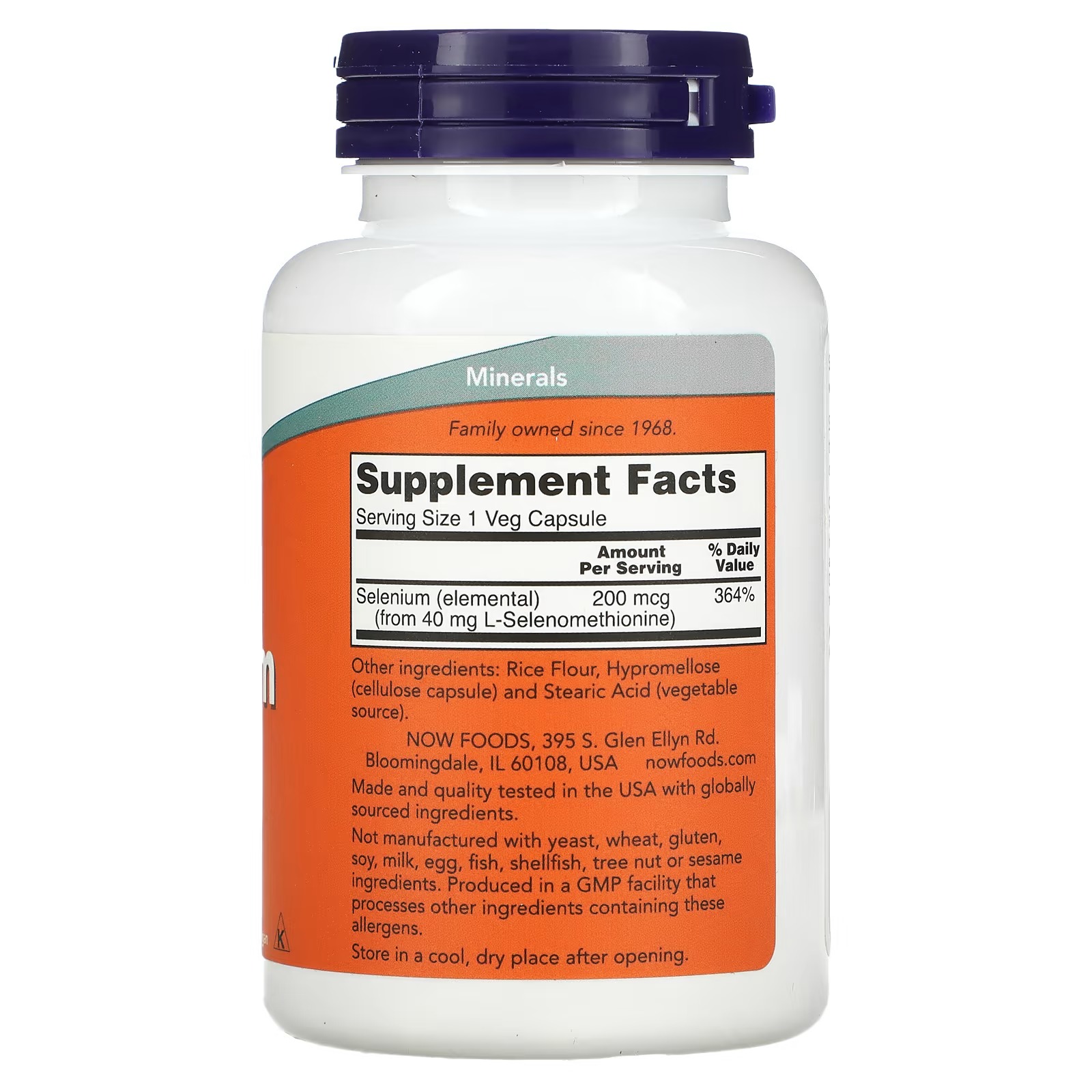 NOW Foods Selenium 200 mcg Essential Mineral 180  Capsules