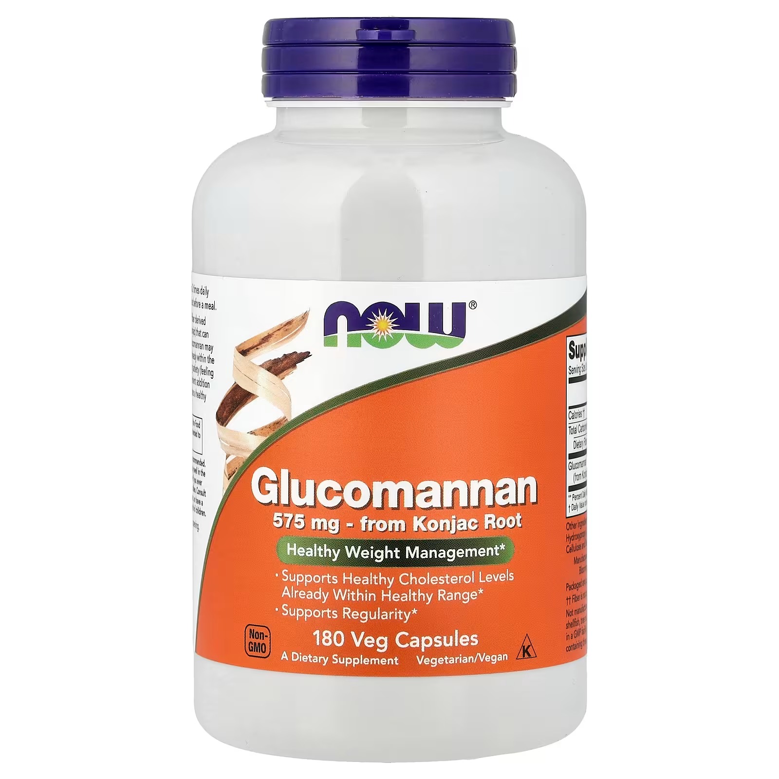 NOW Foods Glucomannan 575 mg from Konjac Root 180  Capsules