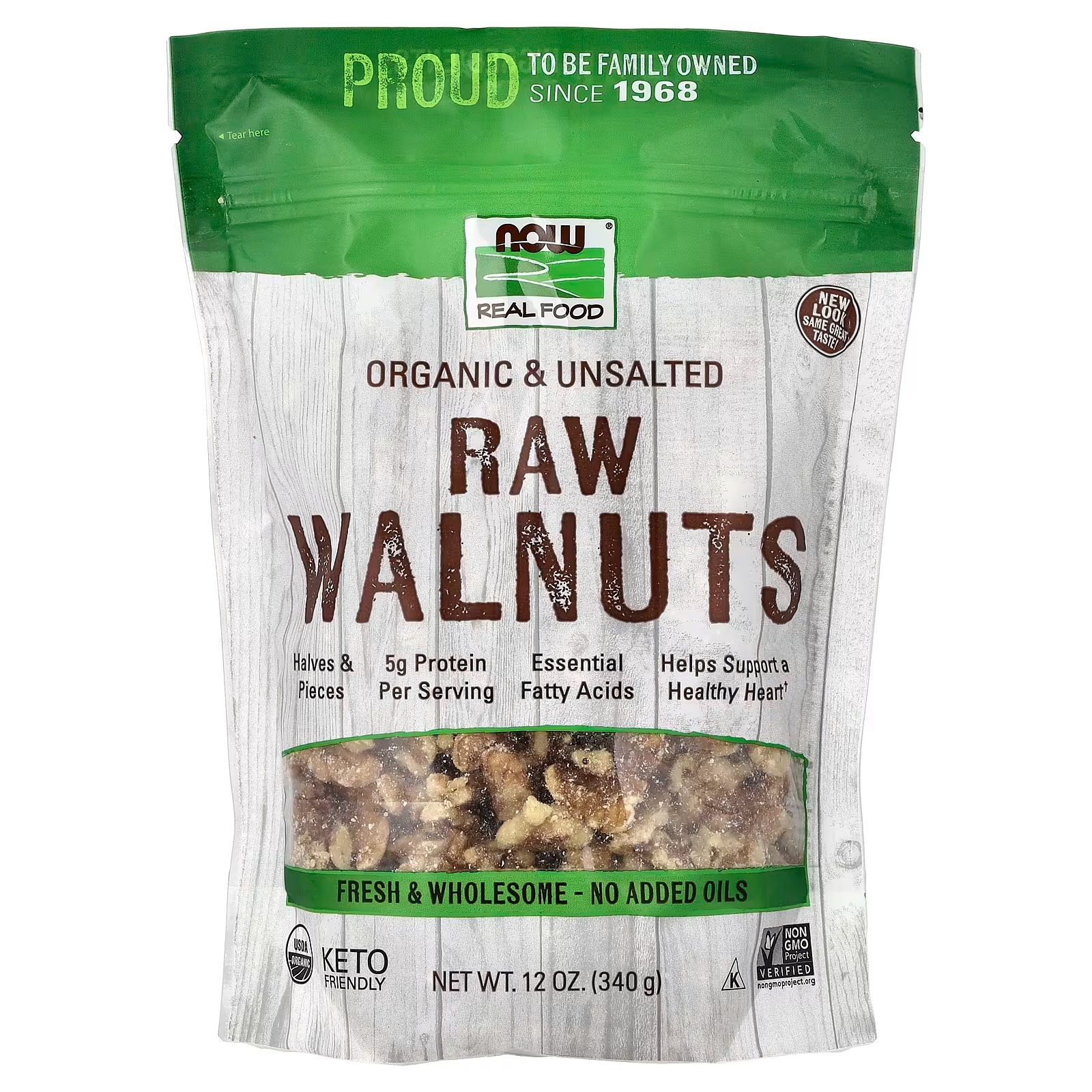 NOW Foods Real Food Organic Raw Walnuts Unsalted 340 g