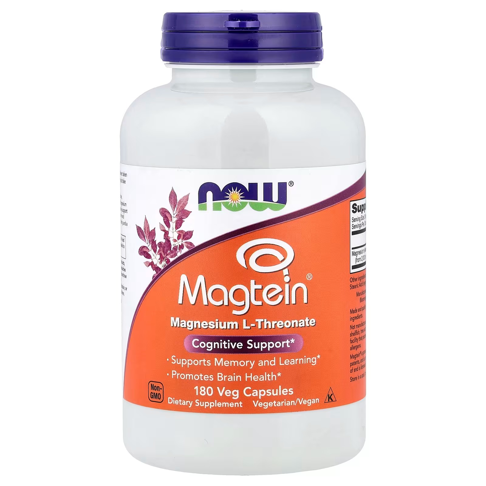 NOW Foods Magtein® Magnesium L-Threonate 180 Veg Capsules