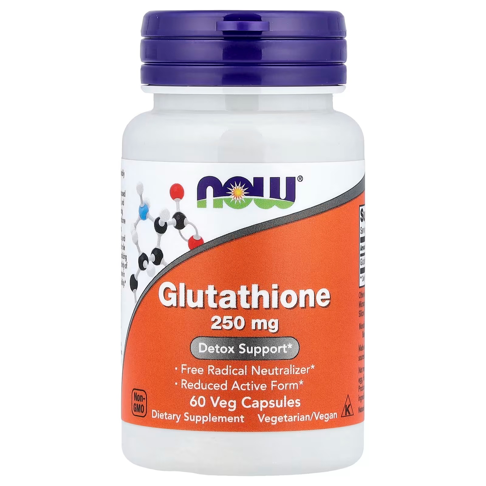 NOW Foods Glutathione 250 mg Detox Support 60  Capsules