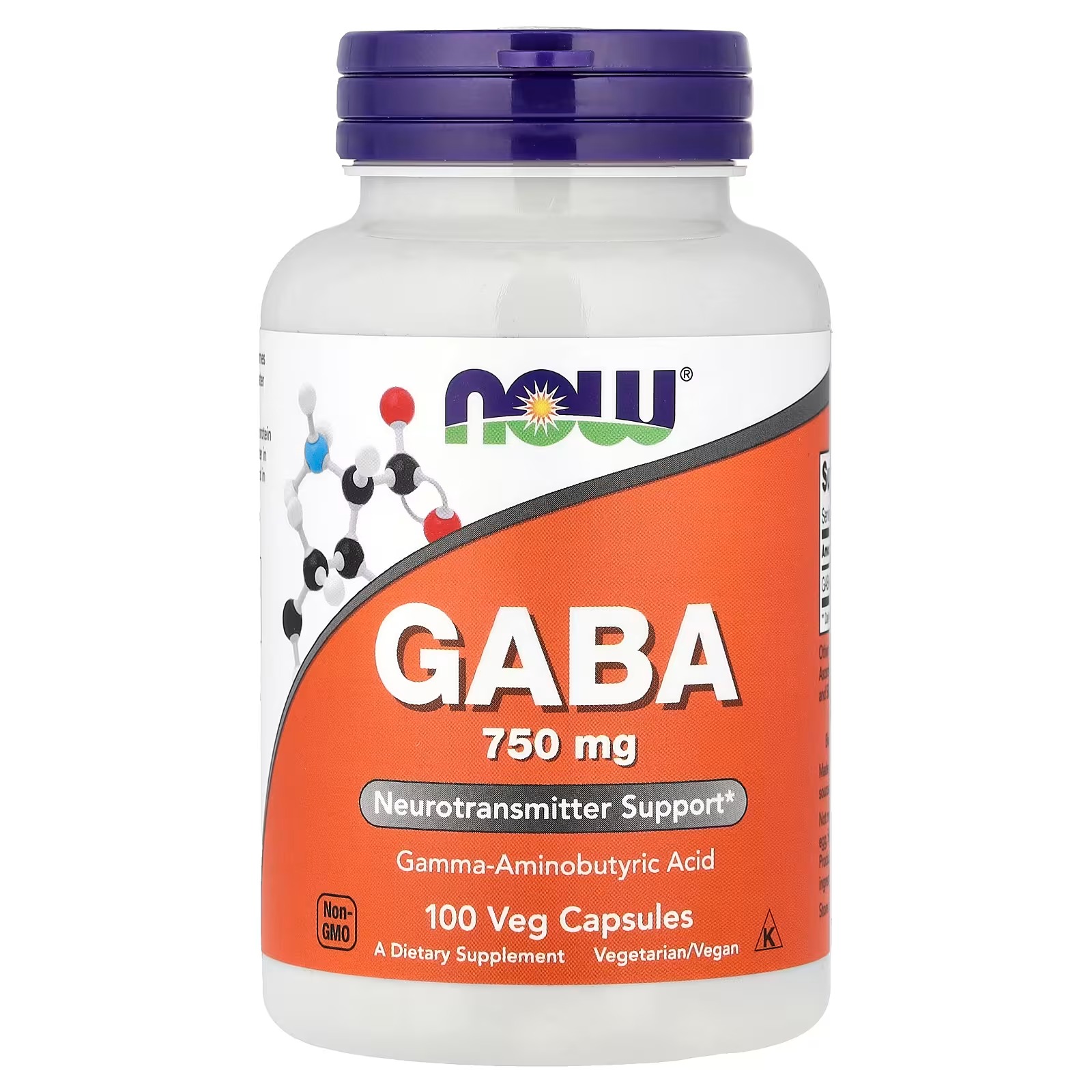 NOW Foods GABA 750 mg Neurotransmitter Support 100 Capsules