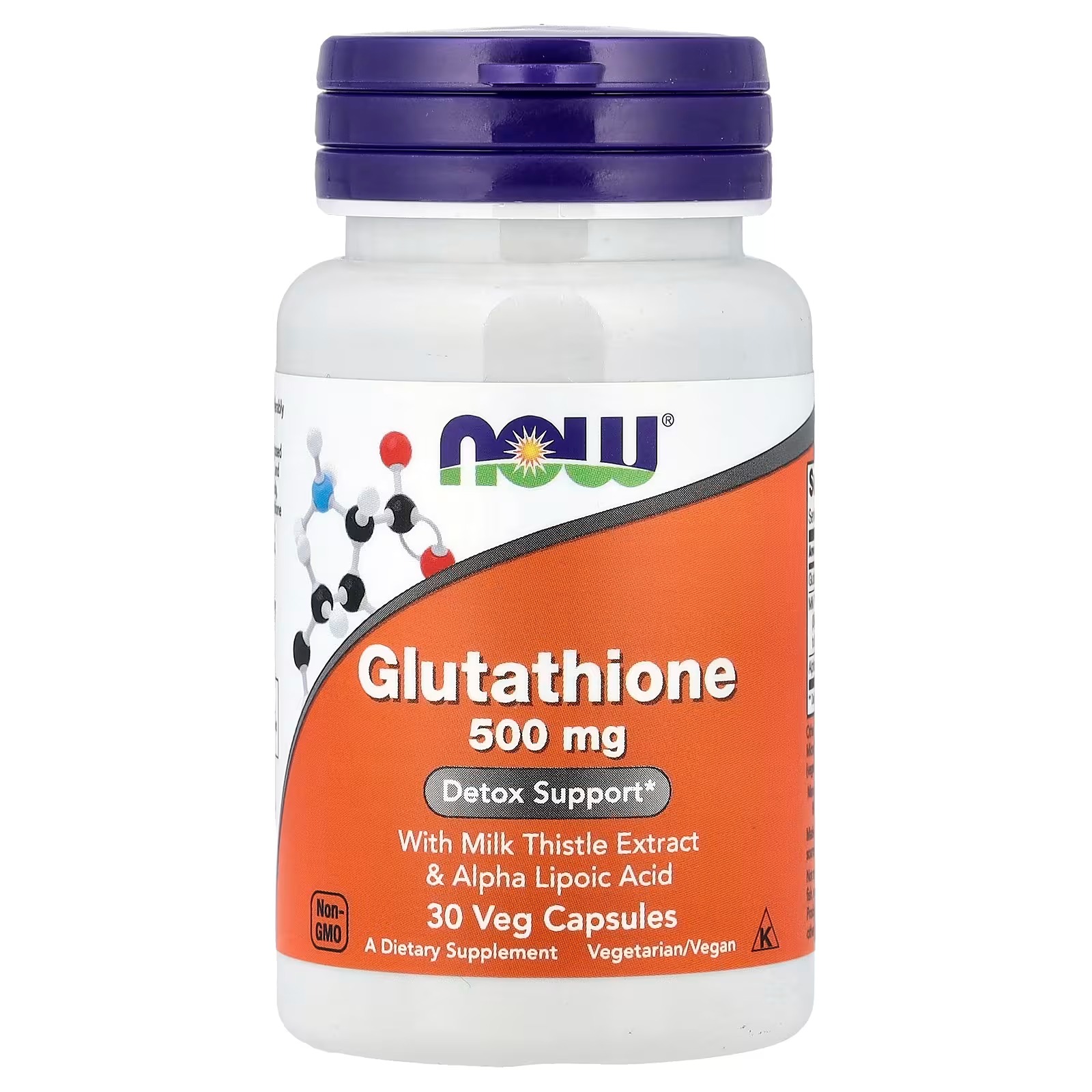 NOW Foods Glutathione With Milk Thistle Extract & Alpha Lipoic Acid 30 Veg Capsules
