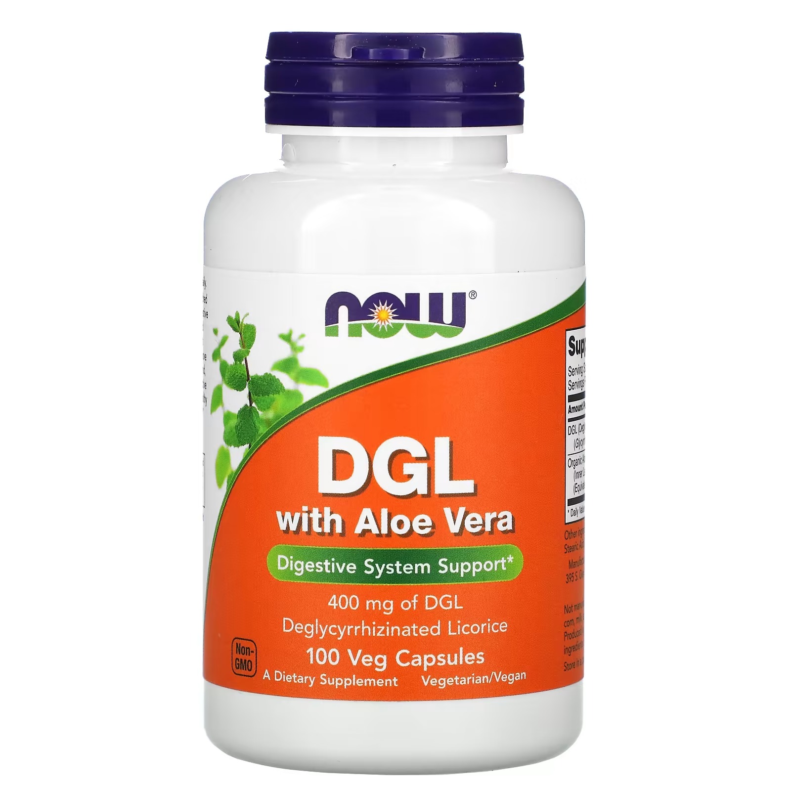 NOW Foods DGL with Aloe Vera 400 mg Digestive System Support 100  Capsules