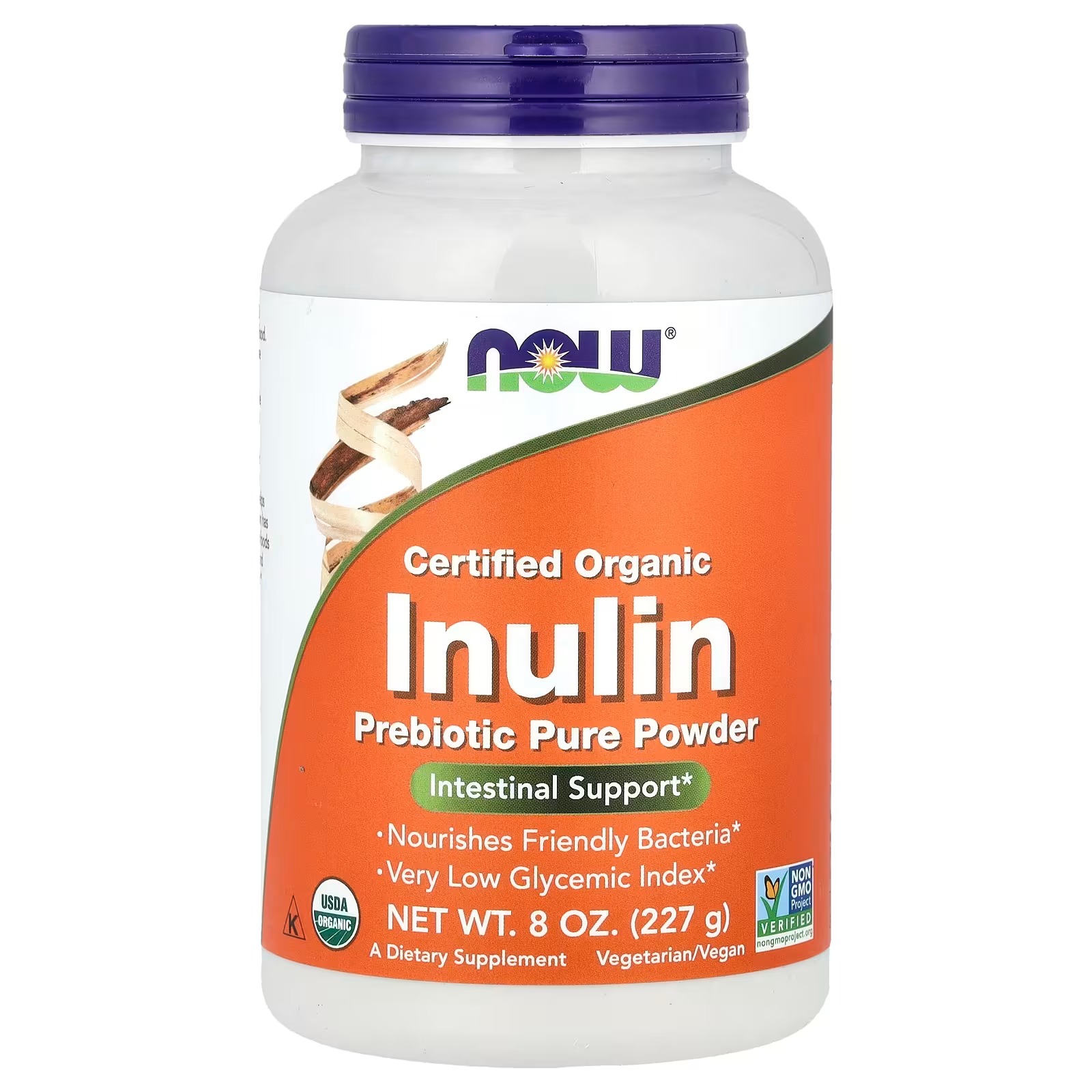 NOW Foods Certified Organic Inulin Prebiotic Pure Powder 227 g
