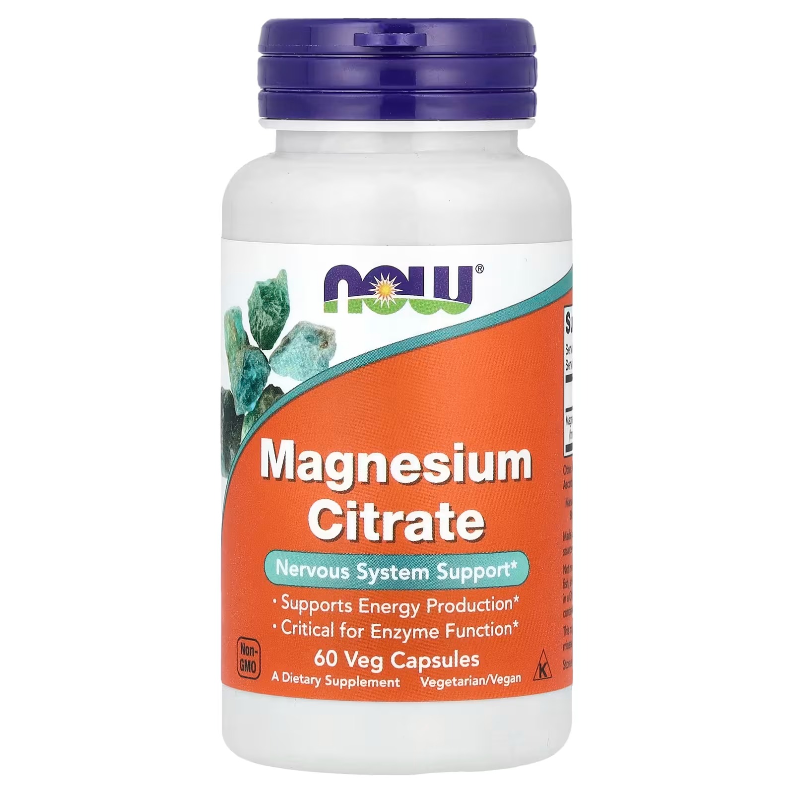 NOW Foods Magnesium Citrate Nervous System Support 60 Capsules