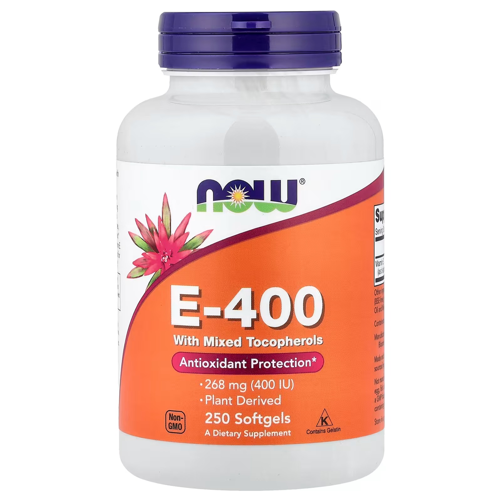 NOW Foods E-400 with Mixed Tocopherols 268 mg 400 IU 250 Softgels