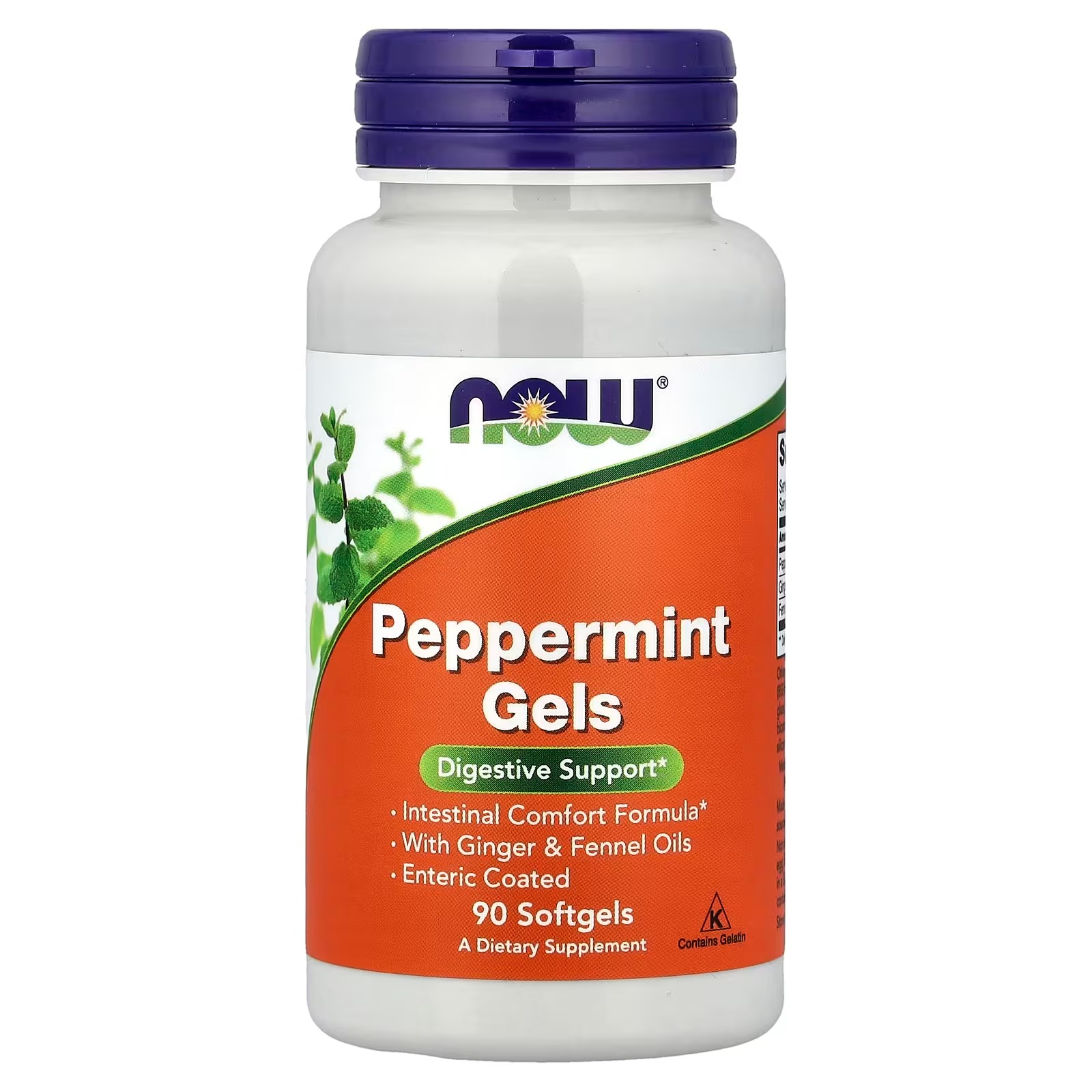 NOW Foods Peppermint Gels With Ginger & Fennel Oils 90 Softgels