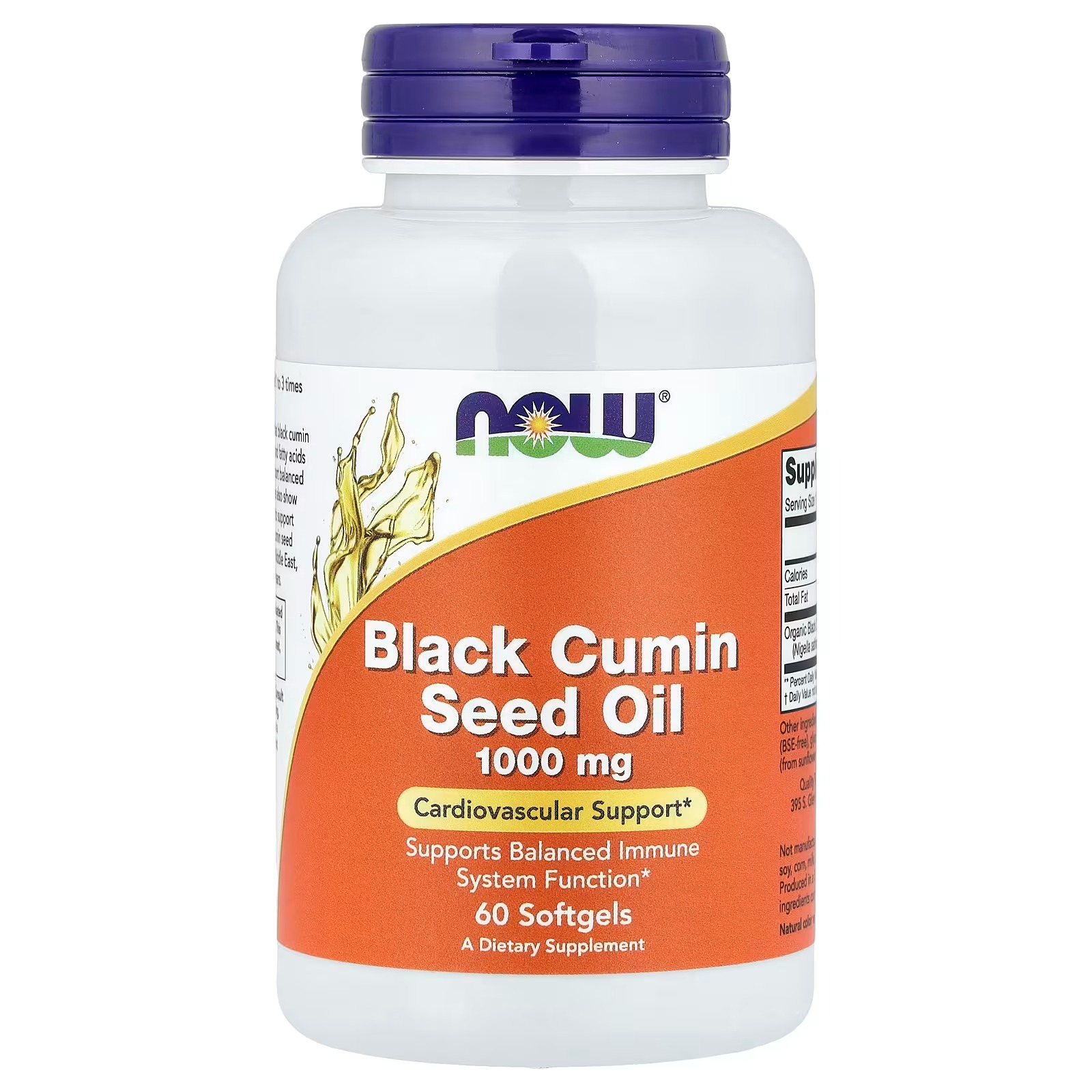 NOW Foods Black Cumin Seed Oil 1,000 mg Cardiovascular Support 60 Softgels
