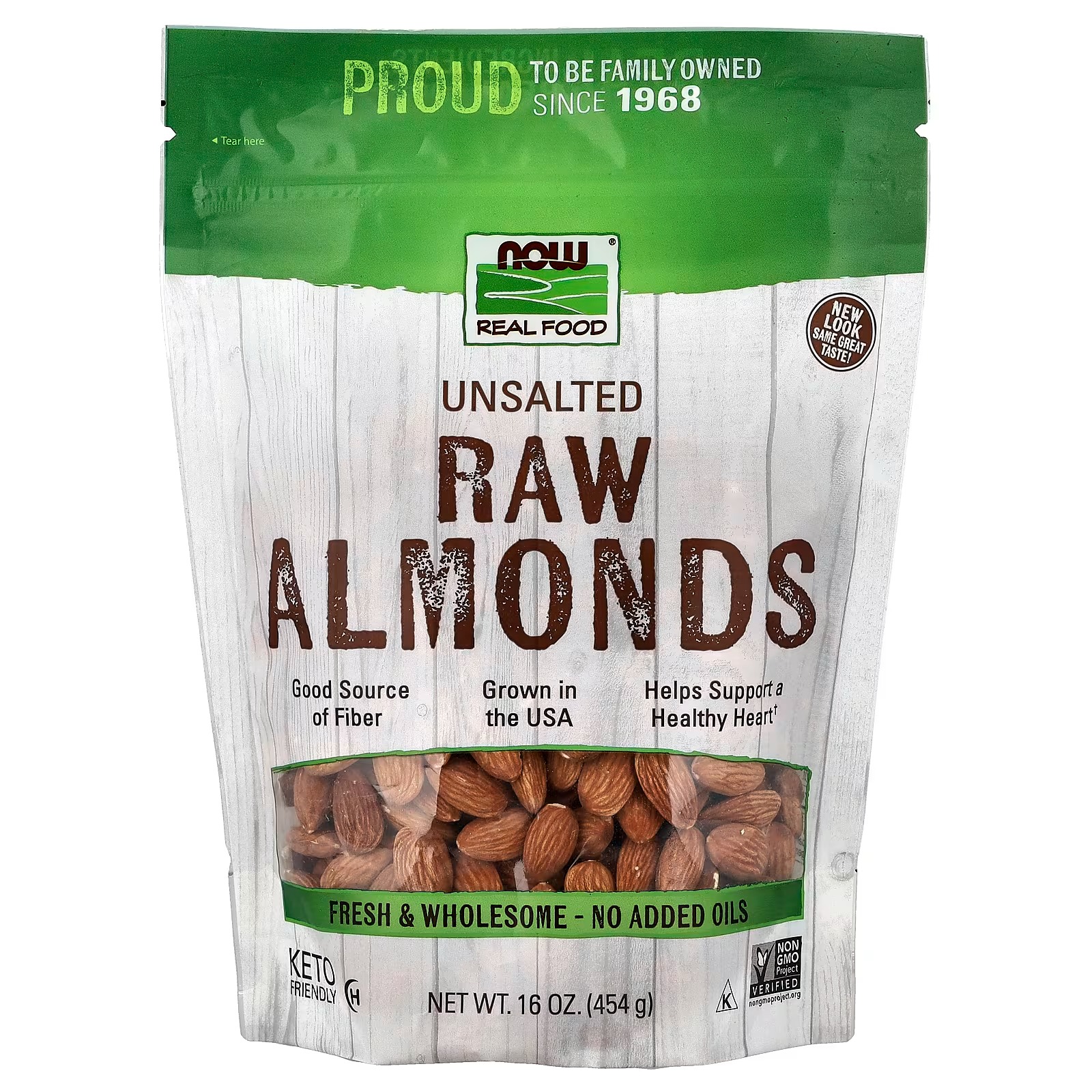 NOW Foods Real Food Raw Almonds Unsalted 454 g