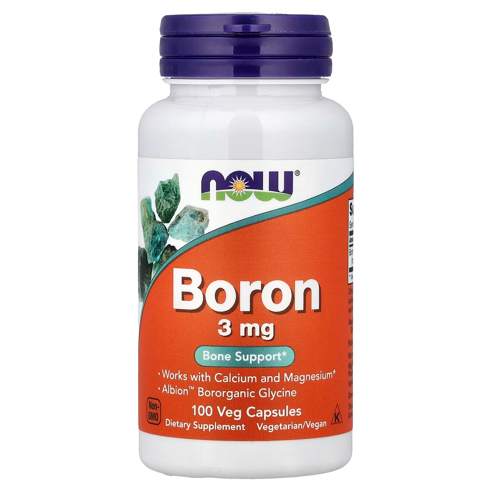 NOW Foods Boron 3 mg Bone Support 100 Capsules