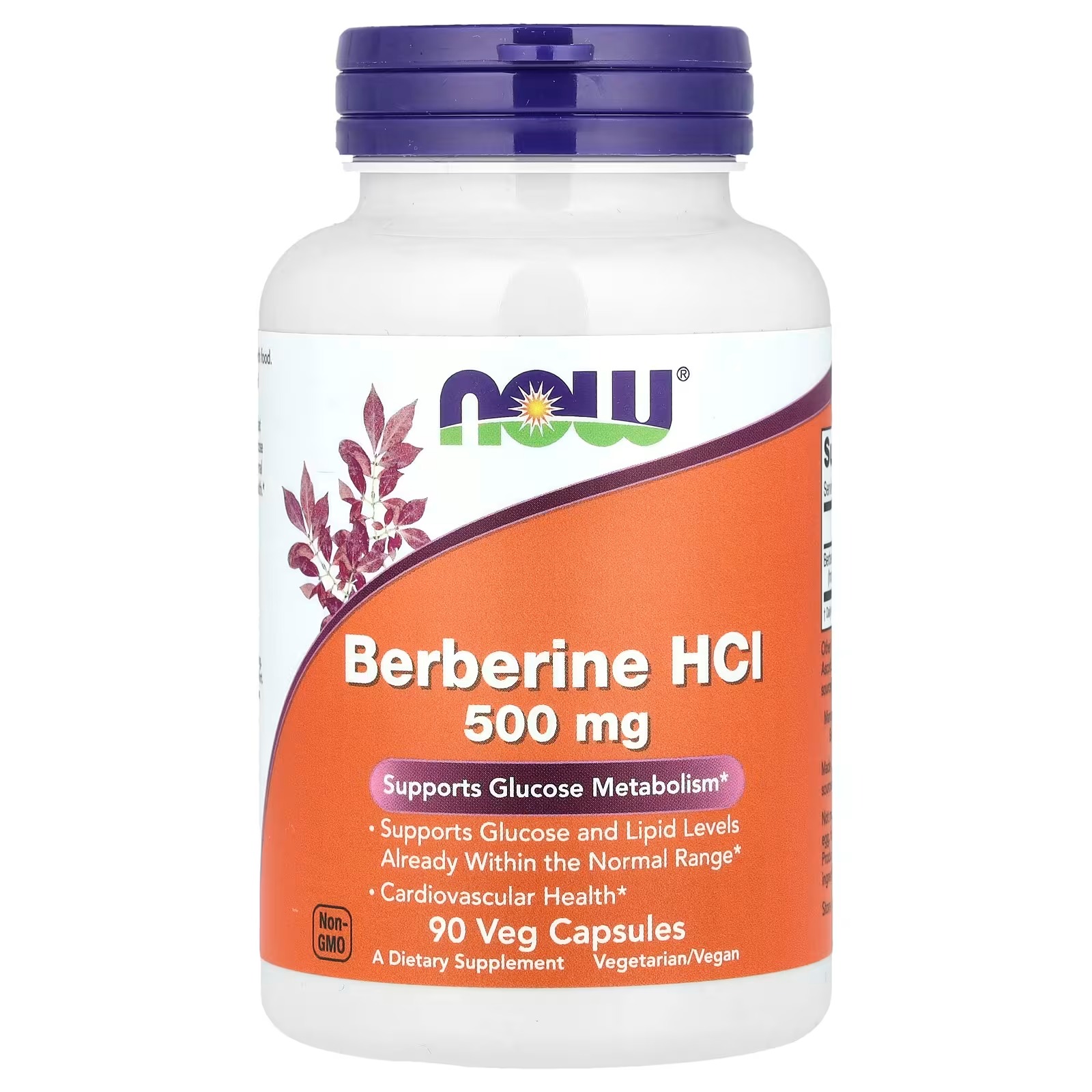 NOW Foods Berberine HCl 500 mg Supports Glucose Metabolism 90 Capsules