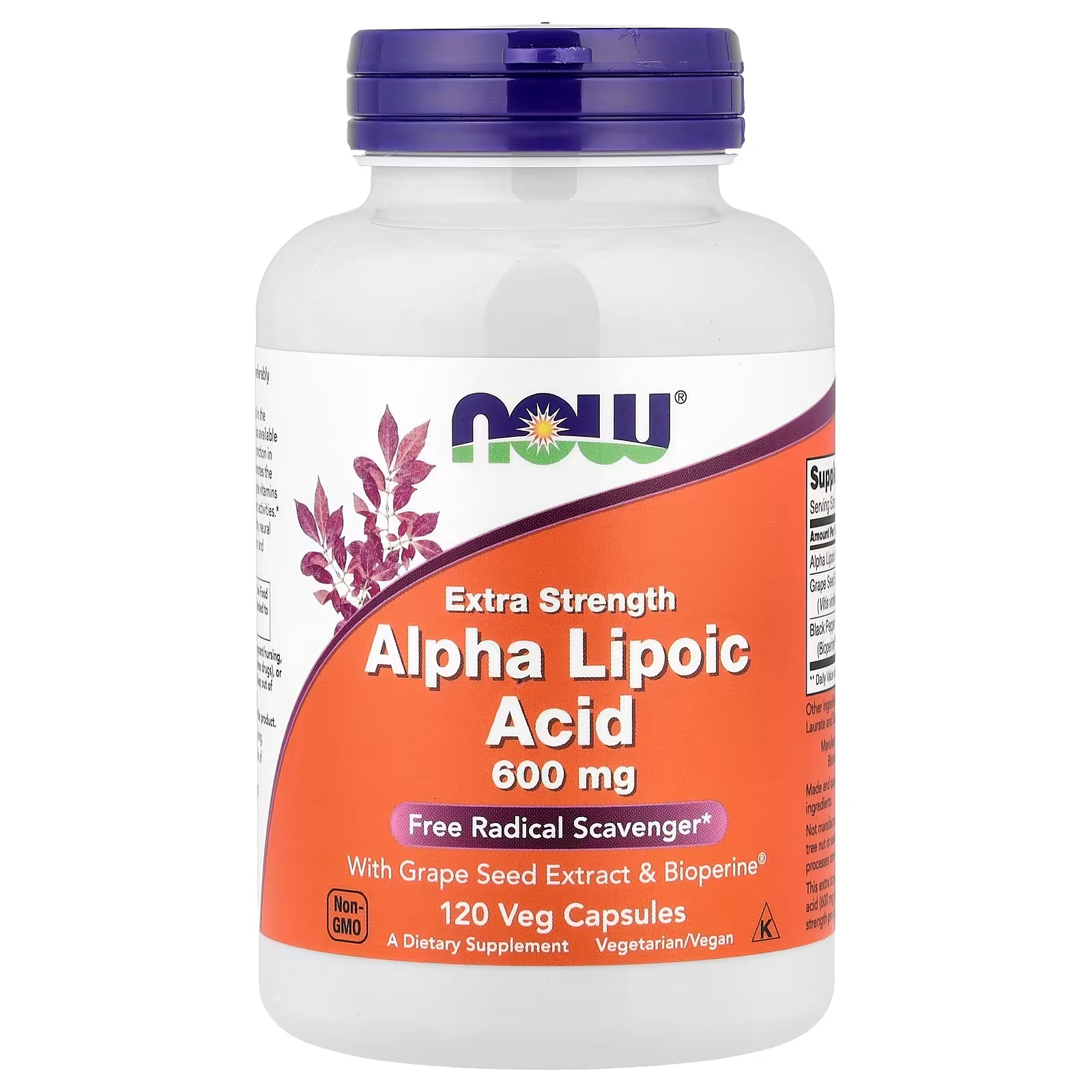 NOW Foods Alpha Lipoic Acid 600 mg Extra Strength 120 Capsules
