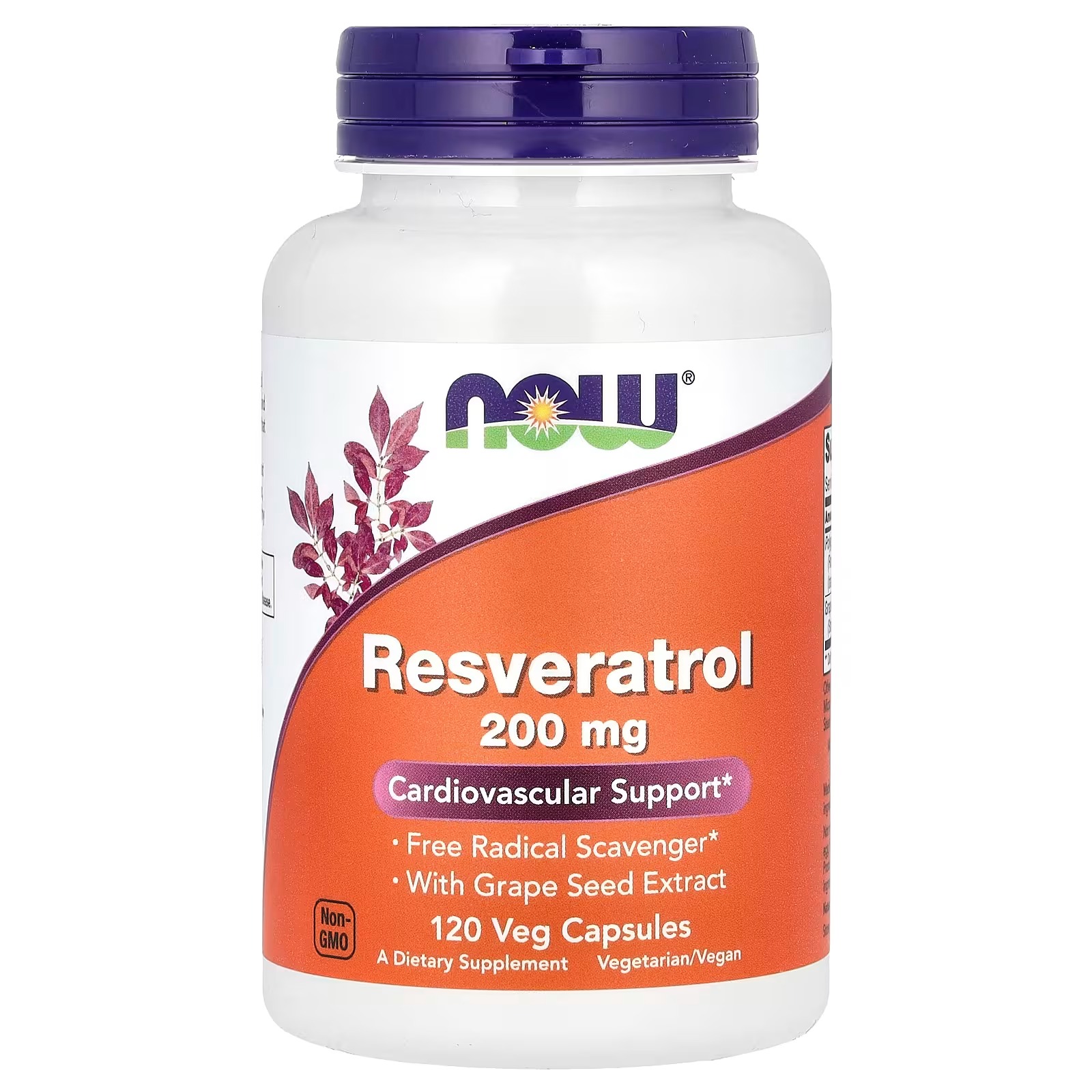 NOW Foods Resveratrol 200 mg Cardiovascular Support 120  Capsules