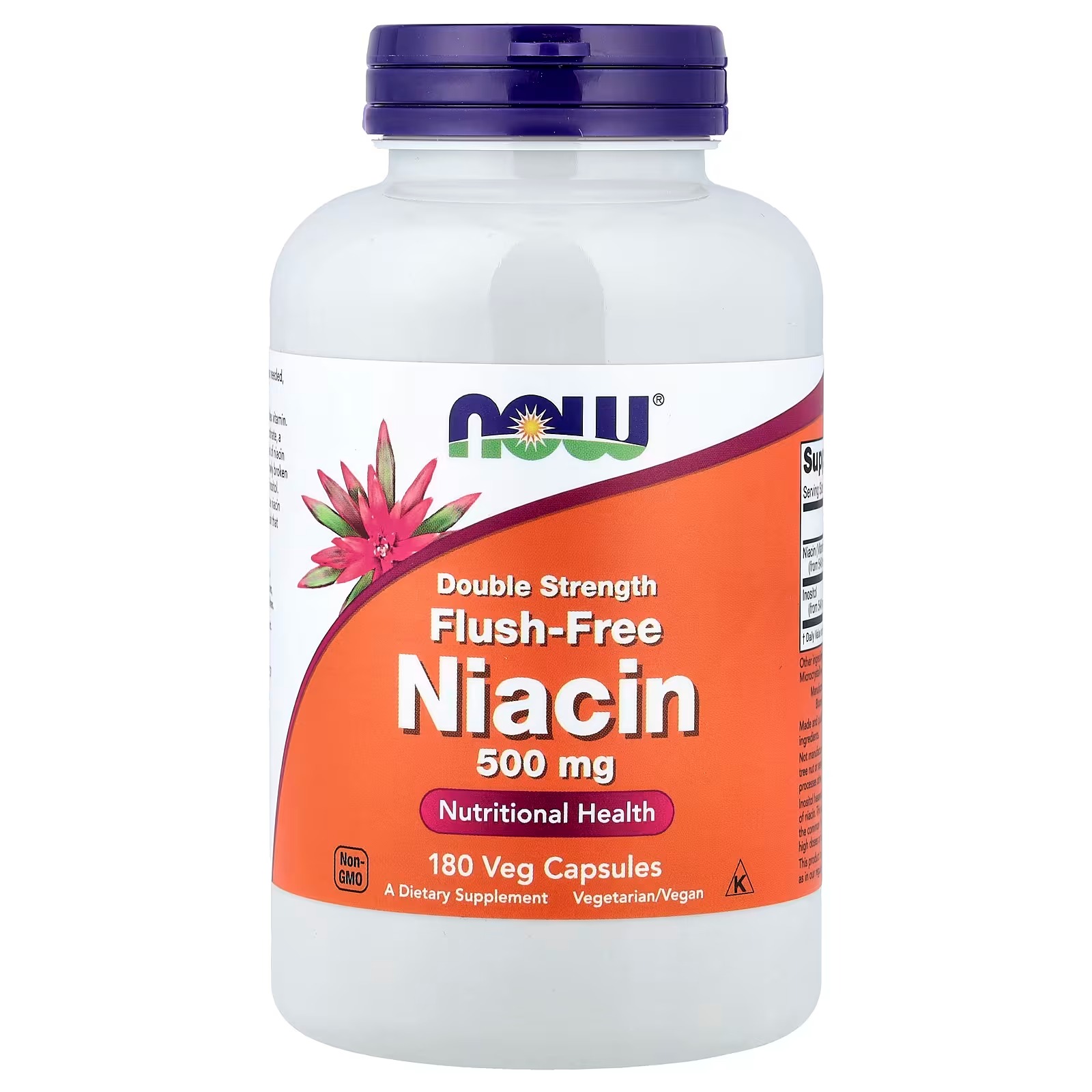NOW Foods Flush-Free Niacin 500 mg Double Strength 180 Capsules