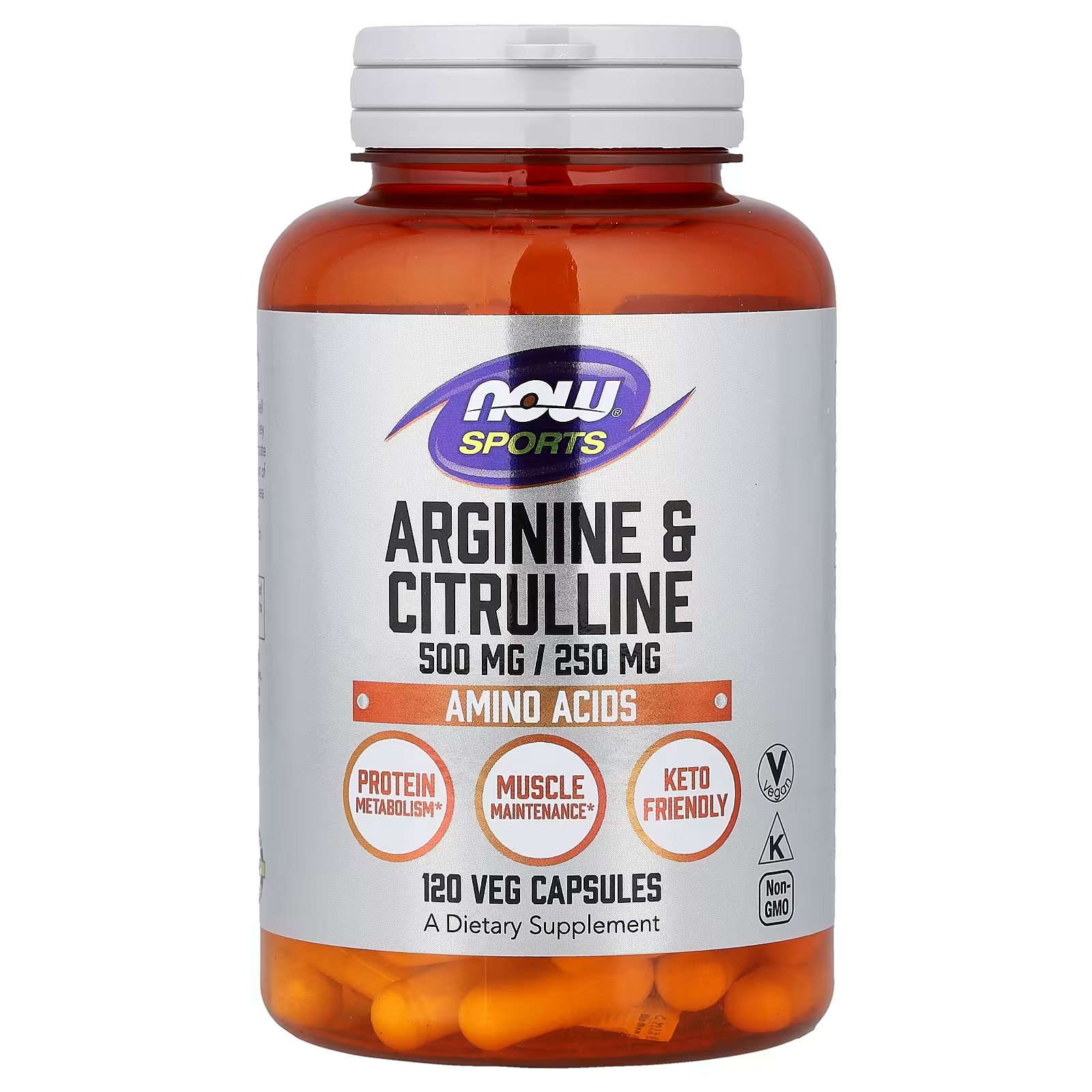 NOW Foods Sports Arginine & Citrulline Protein Metabolism 120 Capsules