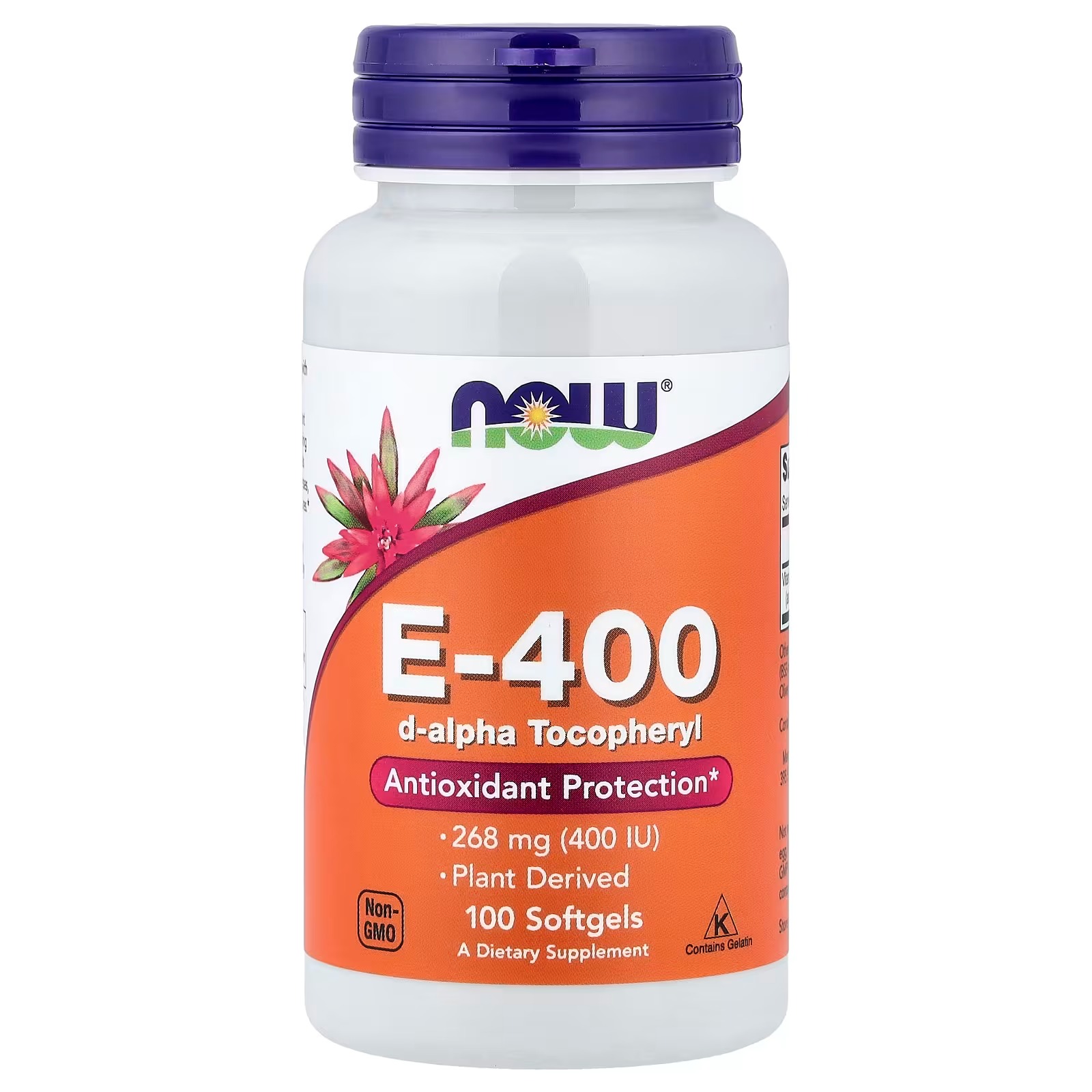NOW Foods E-400 268 mg 400 IU D-Alpha Tocopheryl 100 Softgels