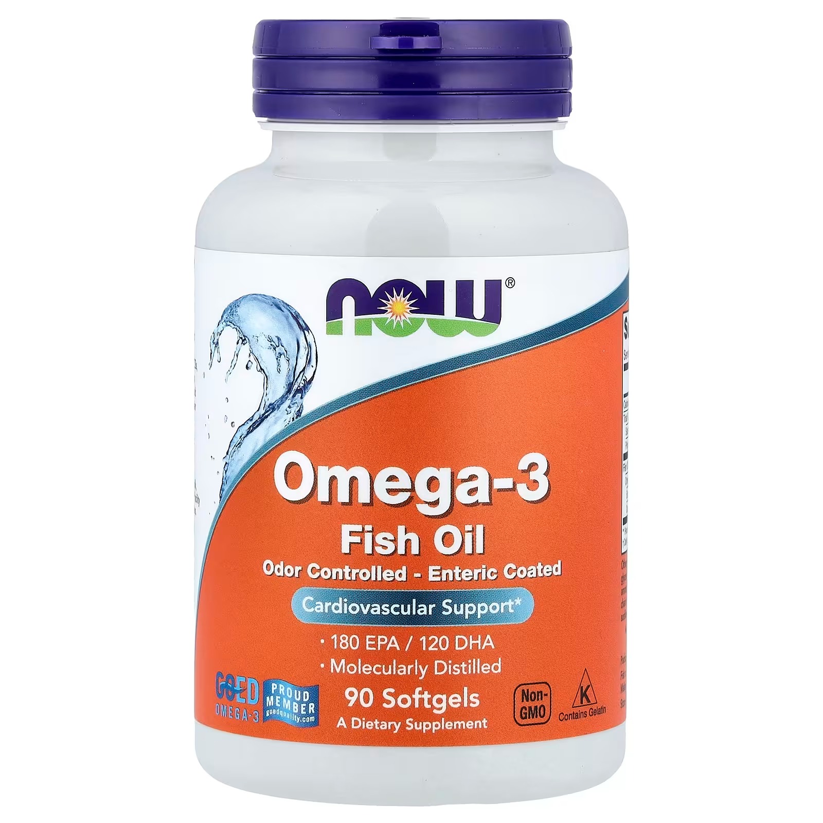 NOW Foods Omega-3 Fish Oil 1000 mg 180 EPA-120 DHA 90 Softgels