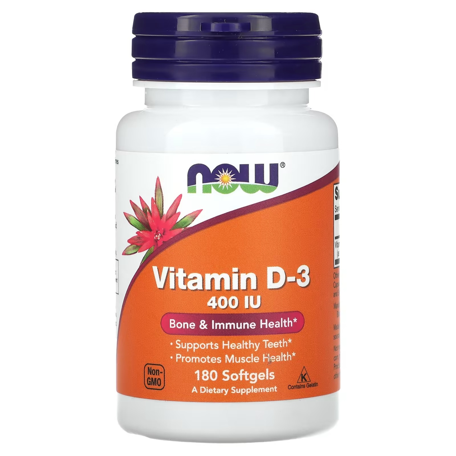 NOW Foods Vitamin D-3 400 IU Bone & Immune Health 180 Softgels