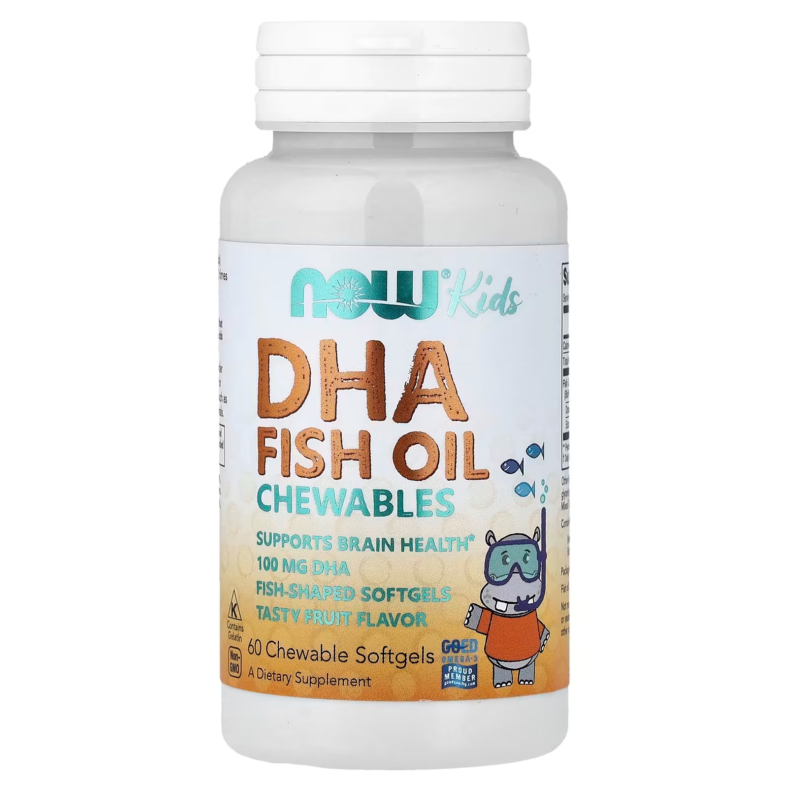 NOW Foods Kid's DHA Fish Oil Chewables Tasty Fruit 60 Softgels