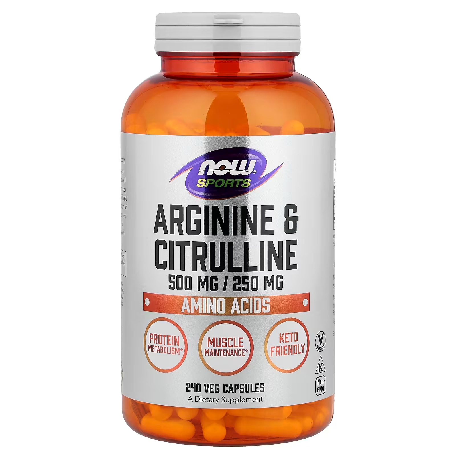 NOW Foods Sports Arginine & Citrulline Protein Metabolism 240  Capsules