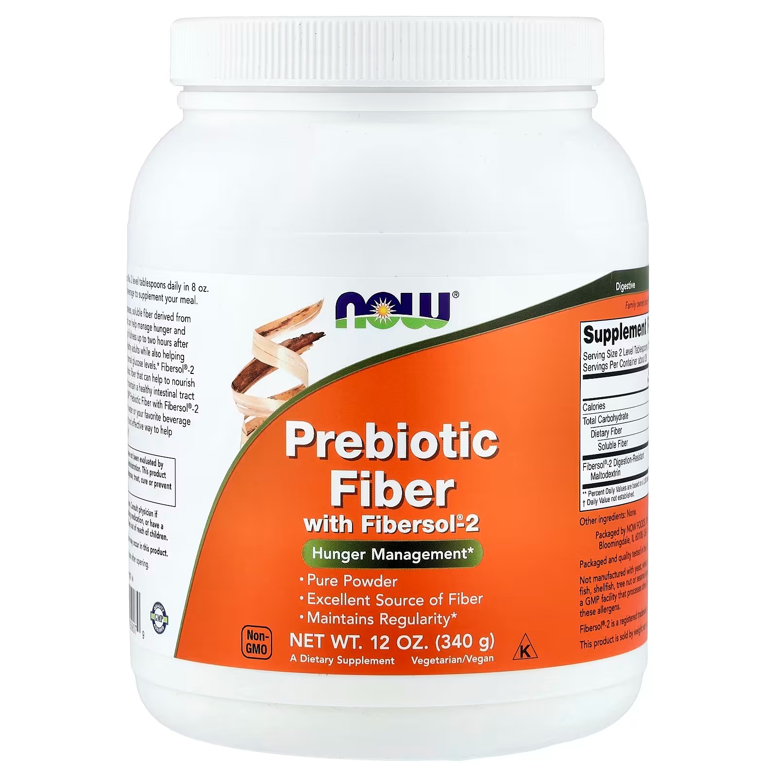 NOW Foods Prebiotic Fiber with Fibersol® Hunger Management 340 g