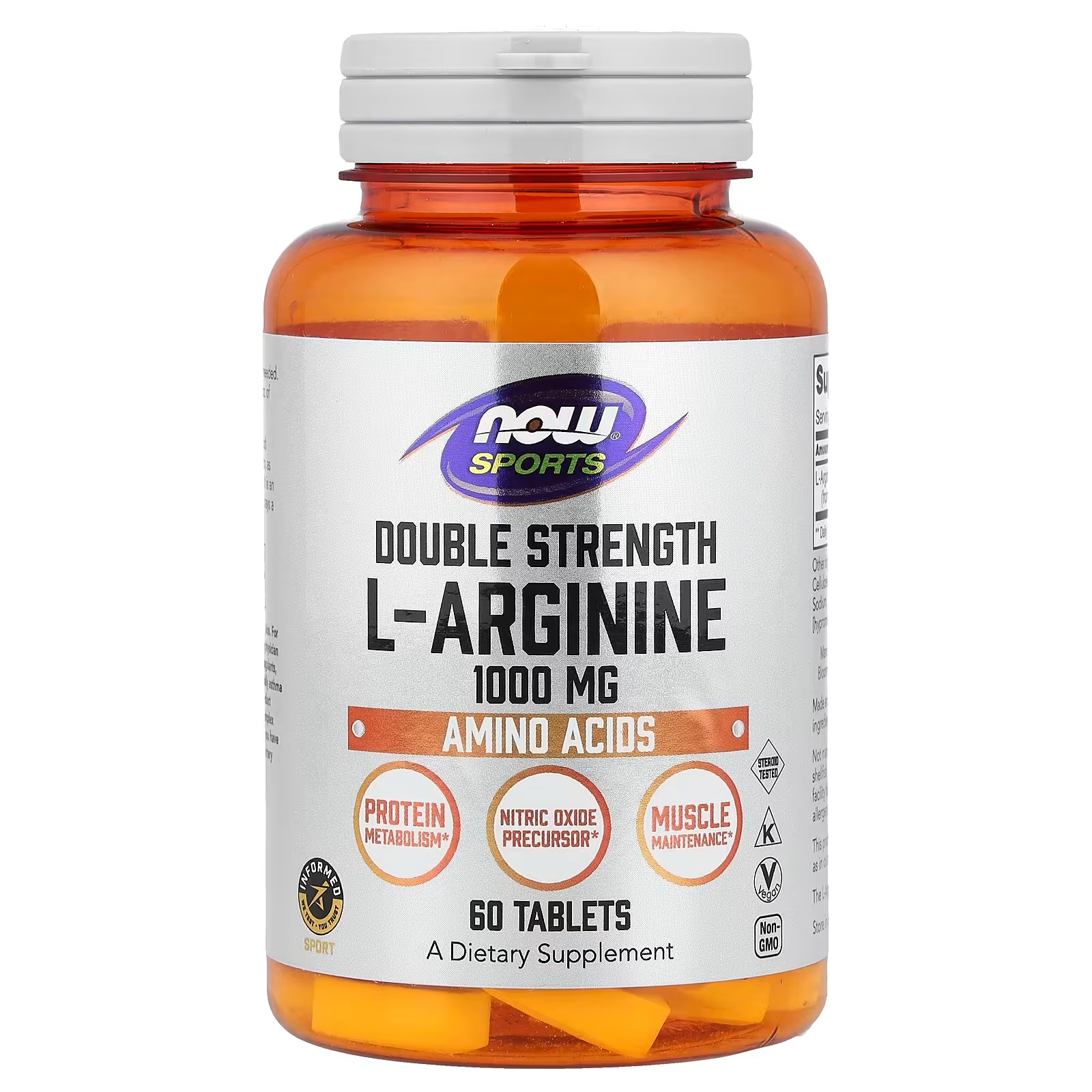 NOW Foods Sports L-Arginine 1,000 mg 60 Tablets