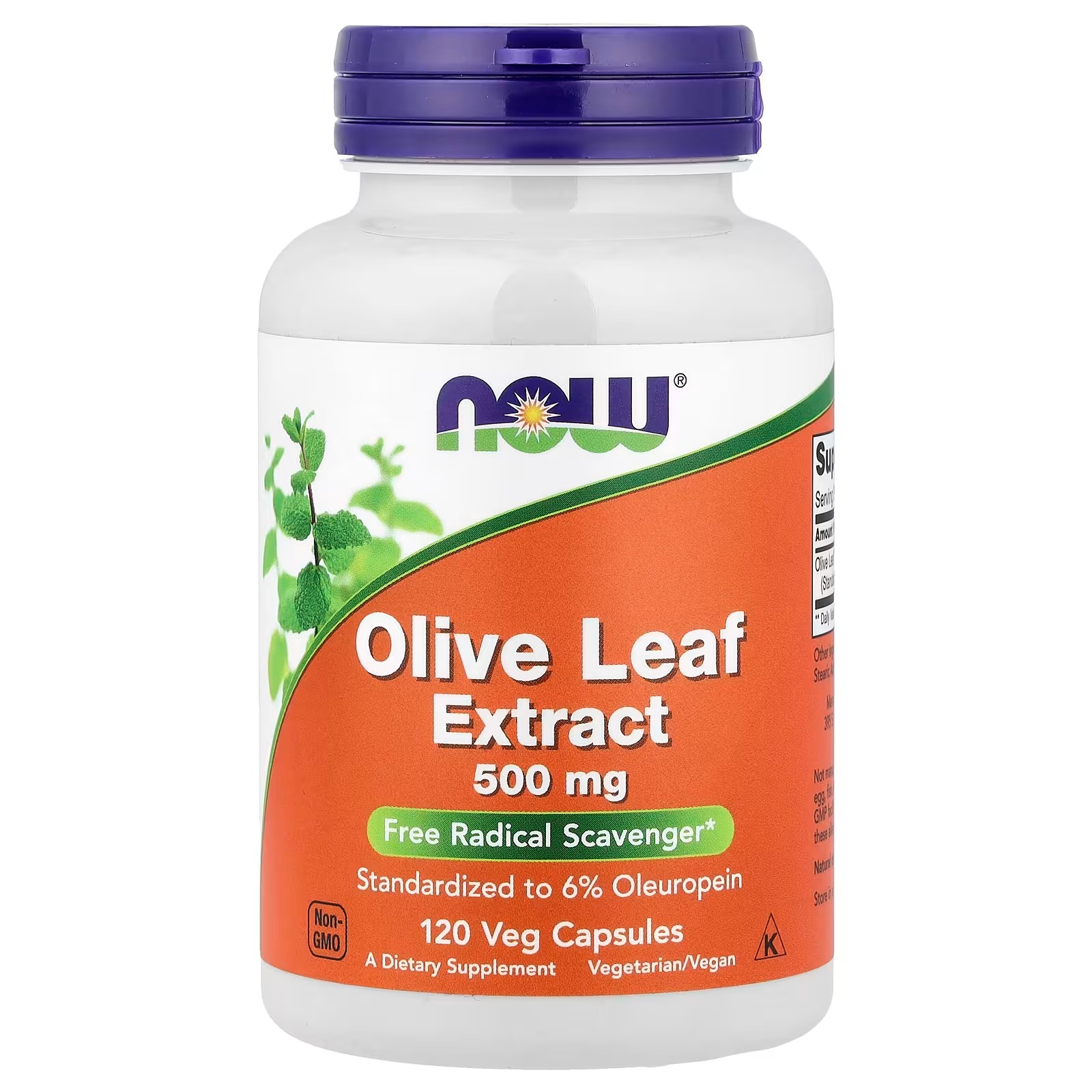 NOW Foods Olive Leaf Extract 500 mg Standardized to 6% Oleuropein 120  Capsules