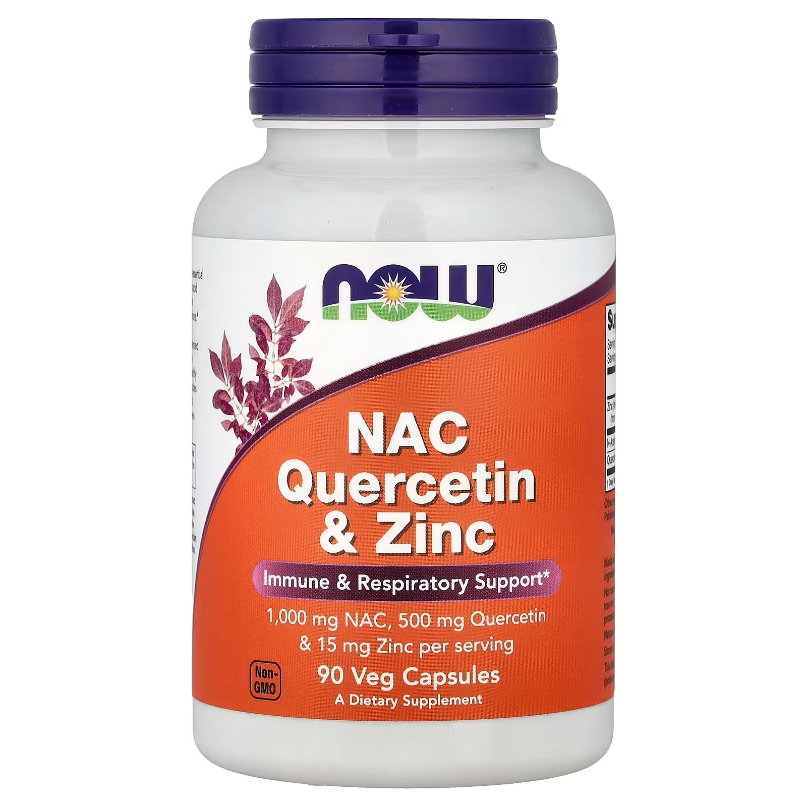 NOW Foods NAC Quercetin & Zinc Immune & Respiratory Support 90 Capsules