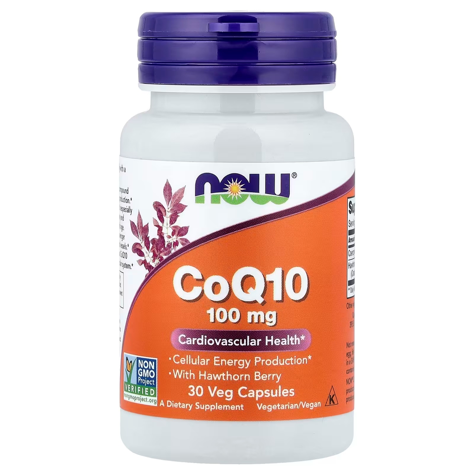NOW Foods CoQ10 With Hawthorn Berry Cellular Energy Production 30  Capsules