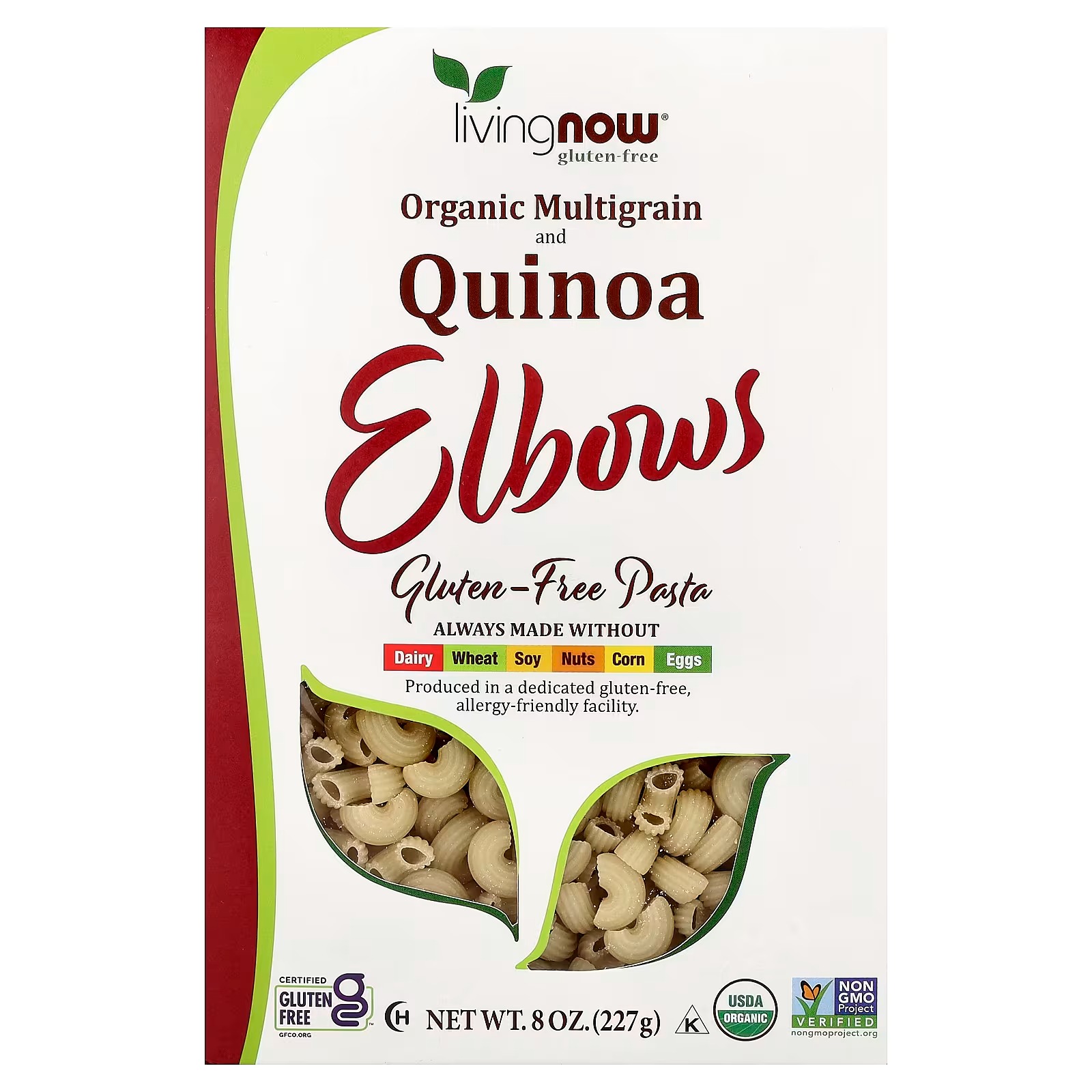 NOW Foods Living NOW® Organic Multigrain and Quinoa Elbows Gluten Free (227 g)