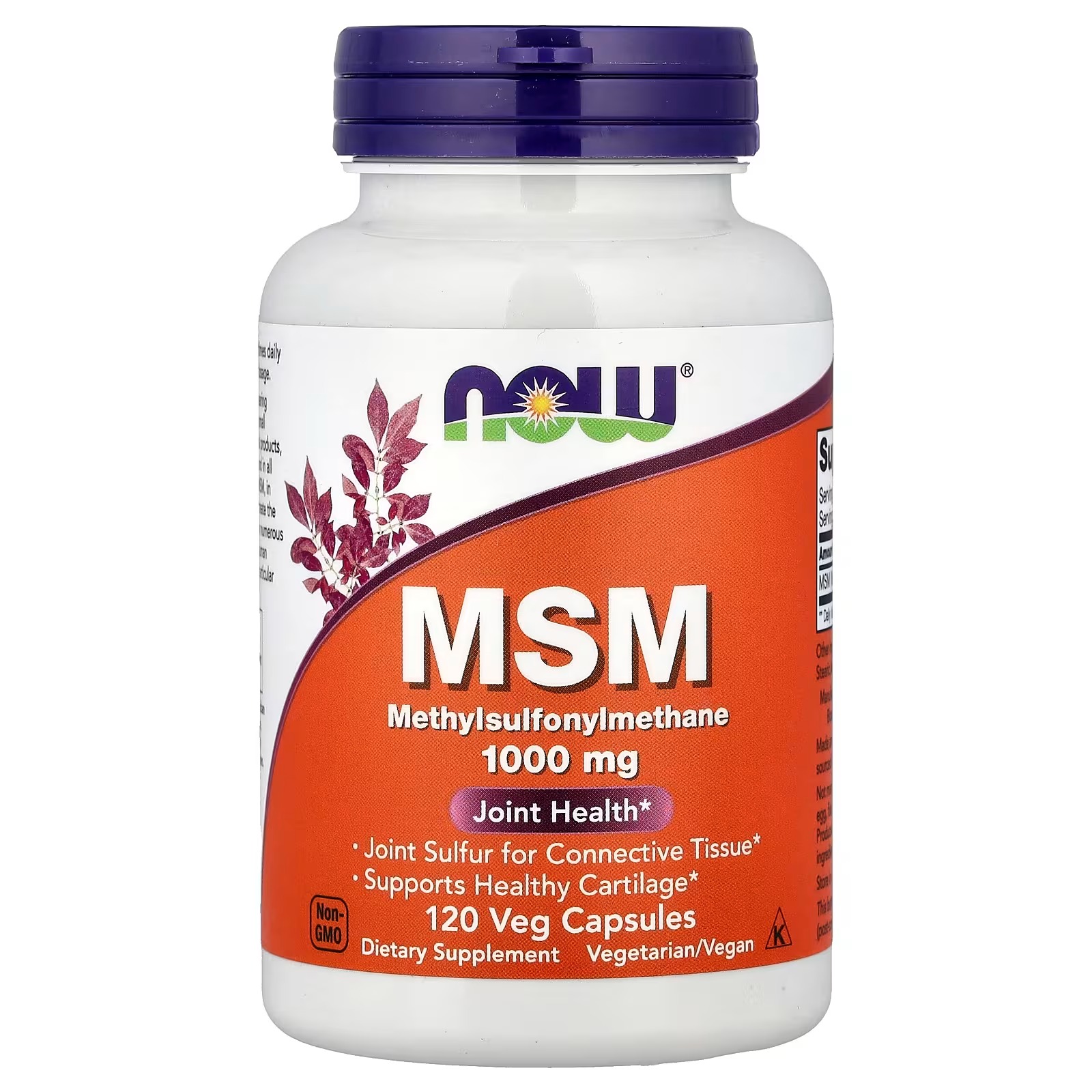 NOW Foods MSM Methylsulfonylmethane Supports Healthy Cartilage 120 Capsules