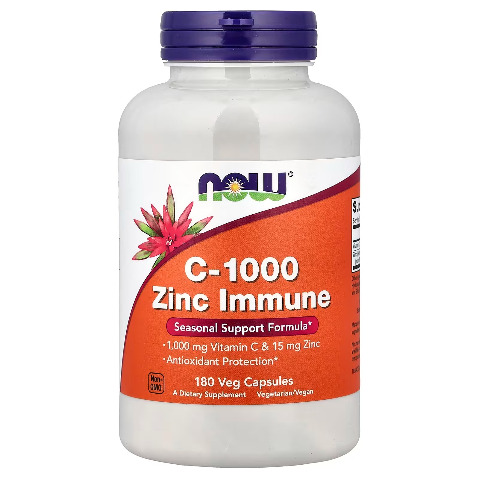 NOW Foods C-1000 Zinc Immune 1,000 mg Vitamin C & 15 mg Zinc 180 Capsules
